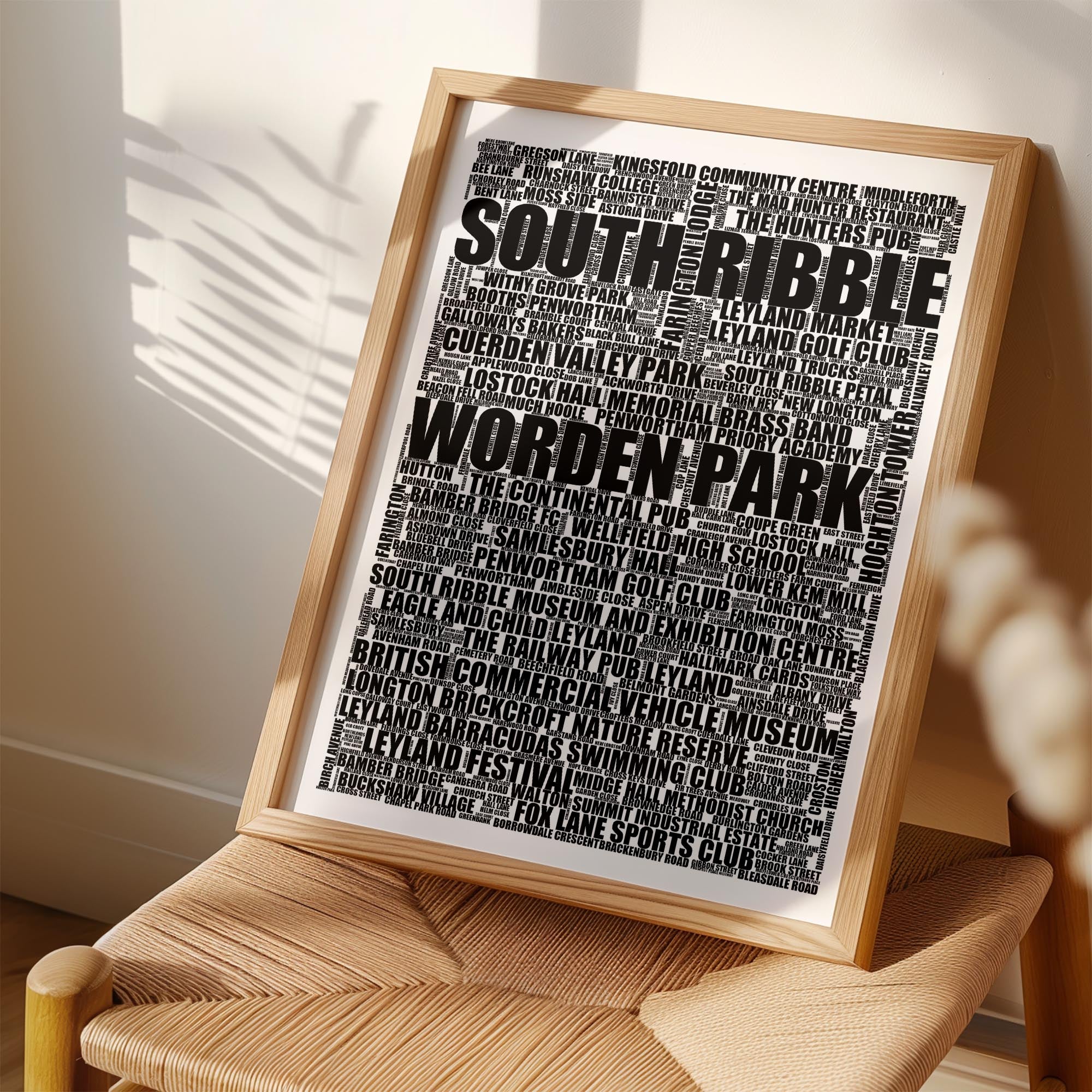 South Ribble - Premium Typographic Word Cloud Prints, Posters & Gifts