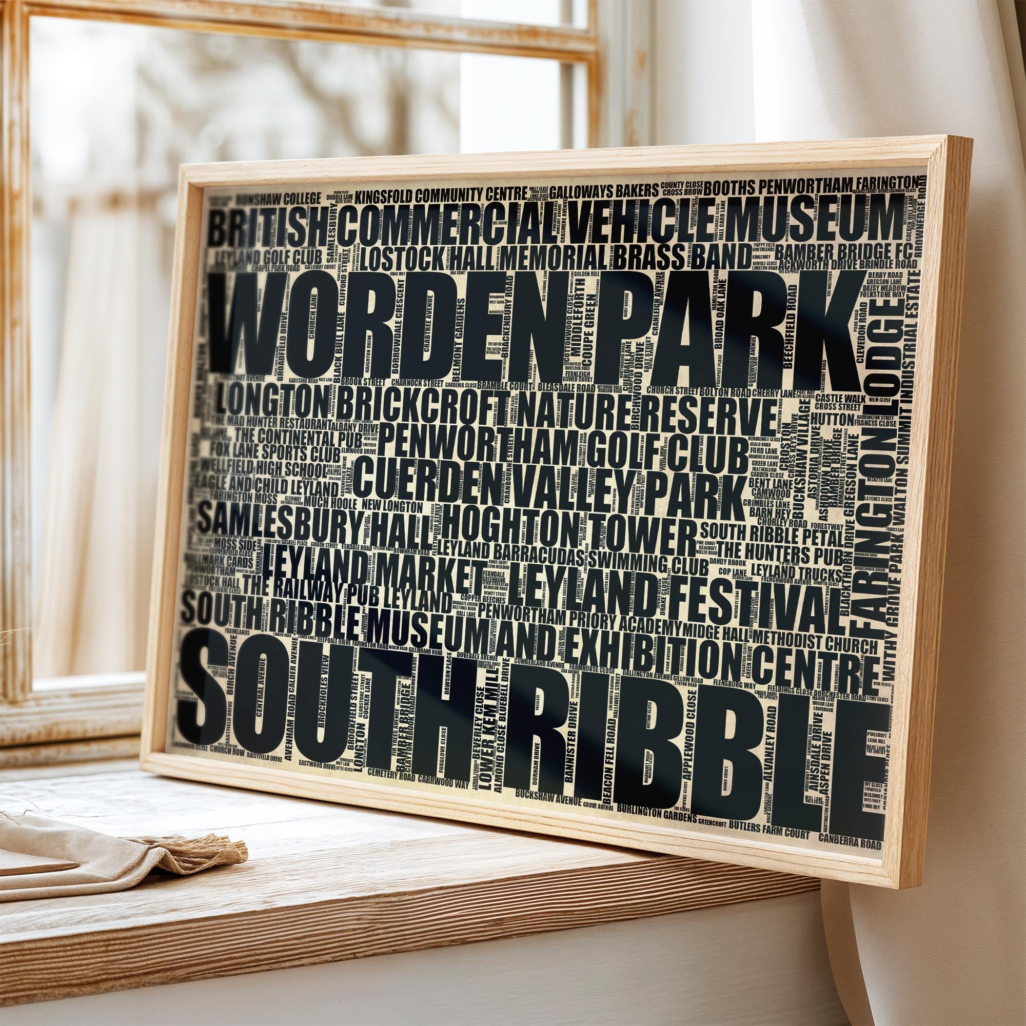 South Ribble - Premium Typographic Word Cloud Prints, Posters & Gifts