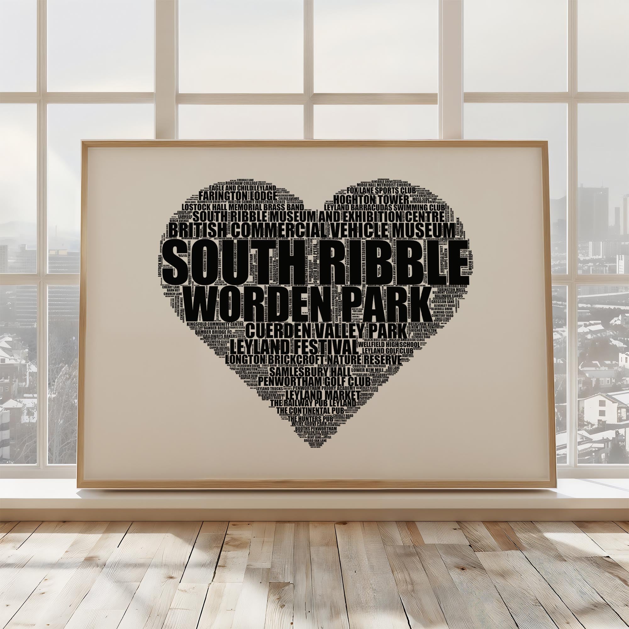 South Ribble - Premium Typographic Word Cloud Prints, Posters & Gifts