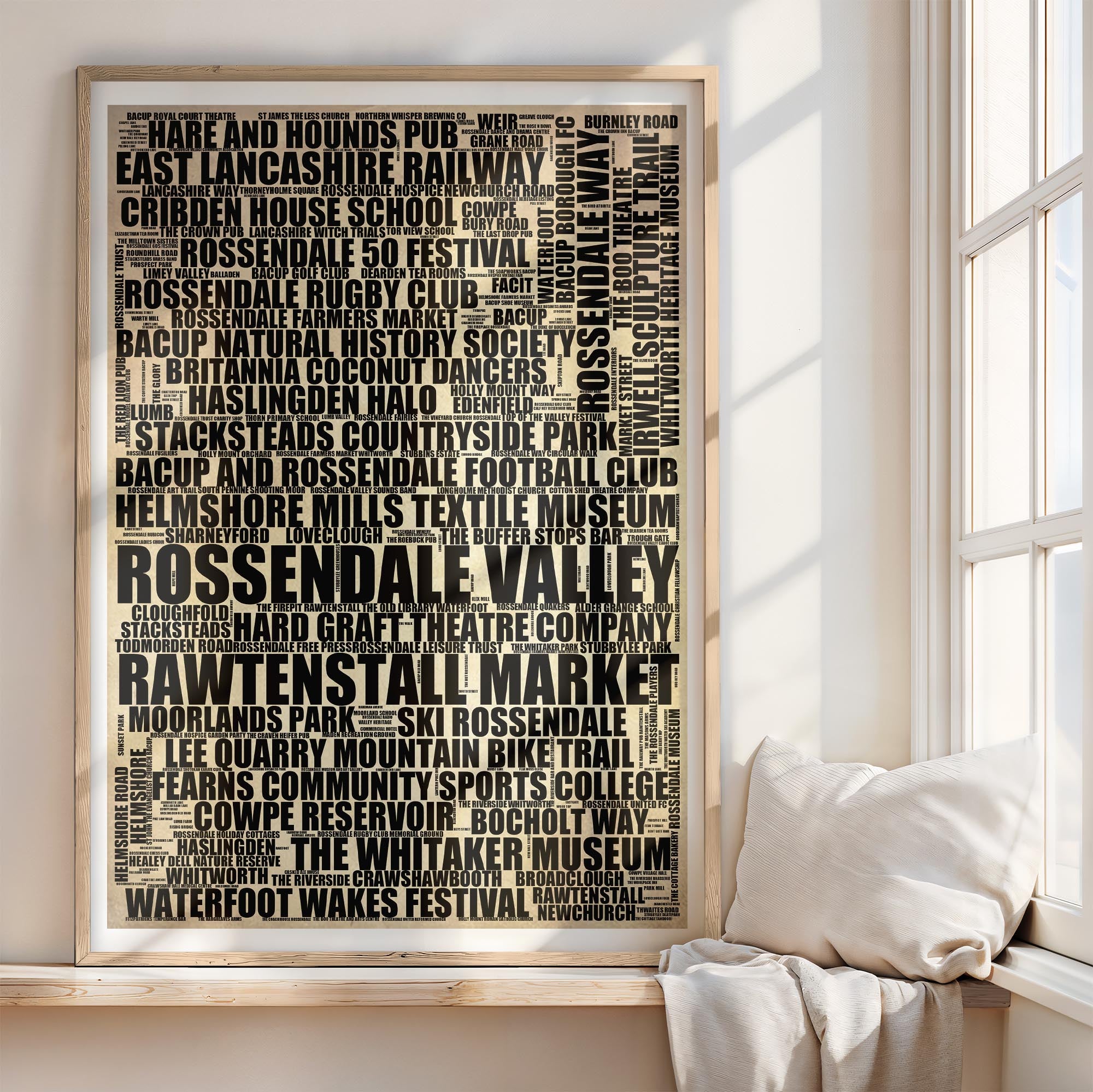 Rossendale Valley - Premium Typographic Word Cloud Prints, Posters & Gifts