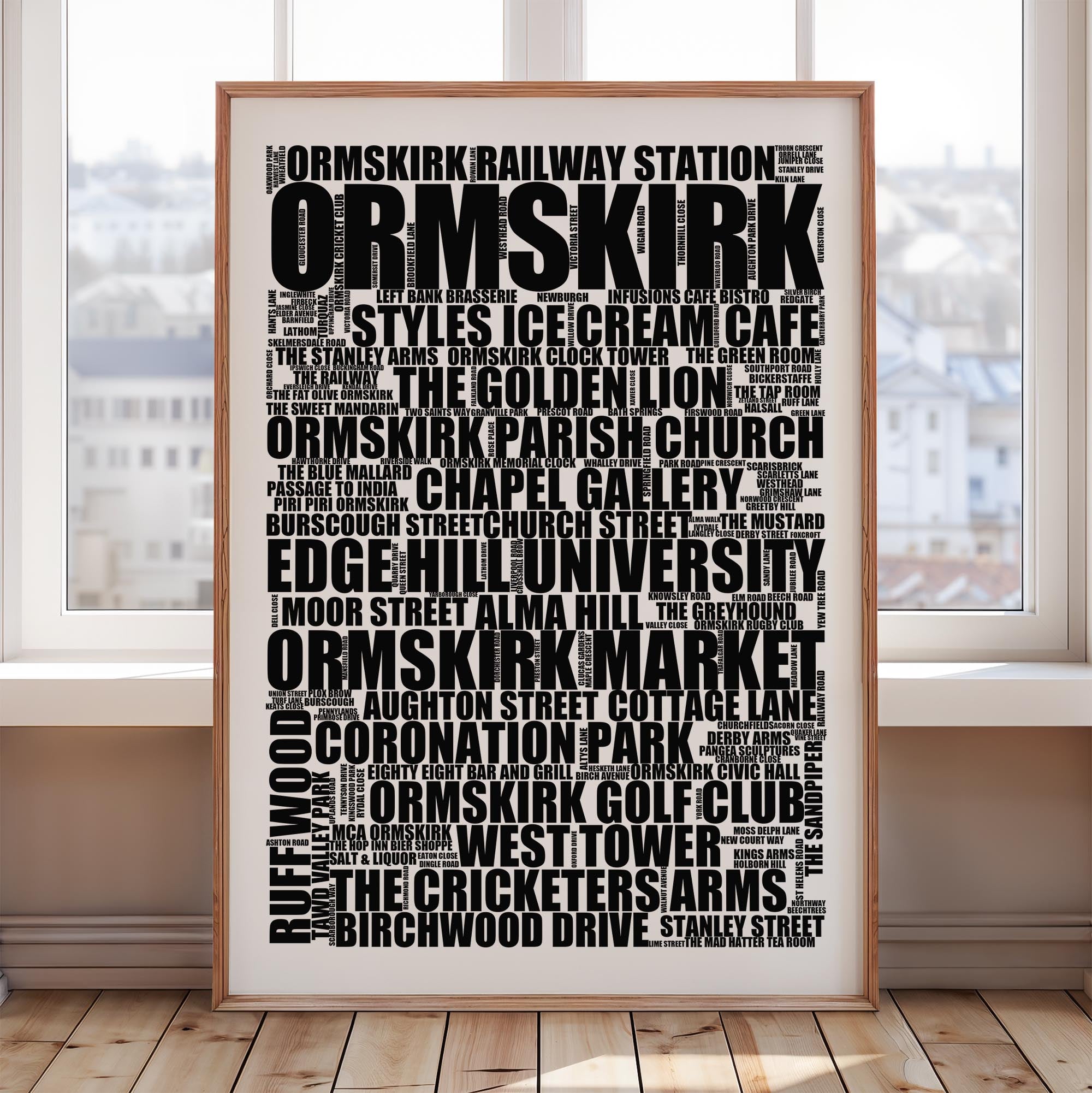 Ormskirk - Premium Typographic Word Cloud Prints, Posters & Gifts