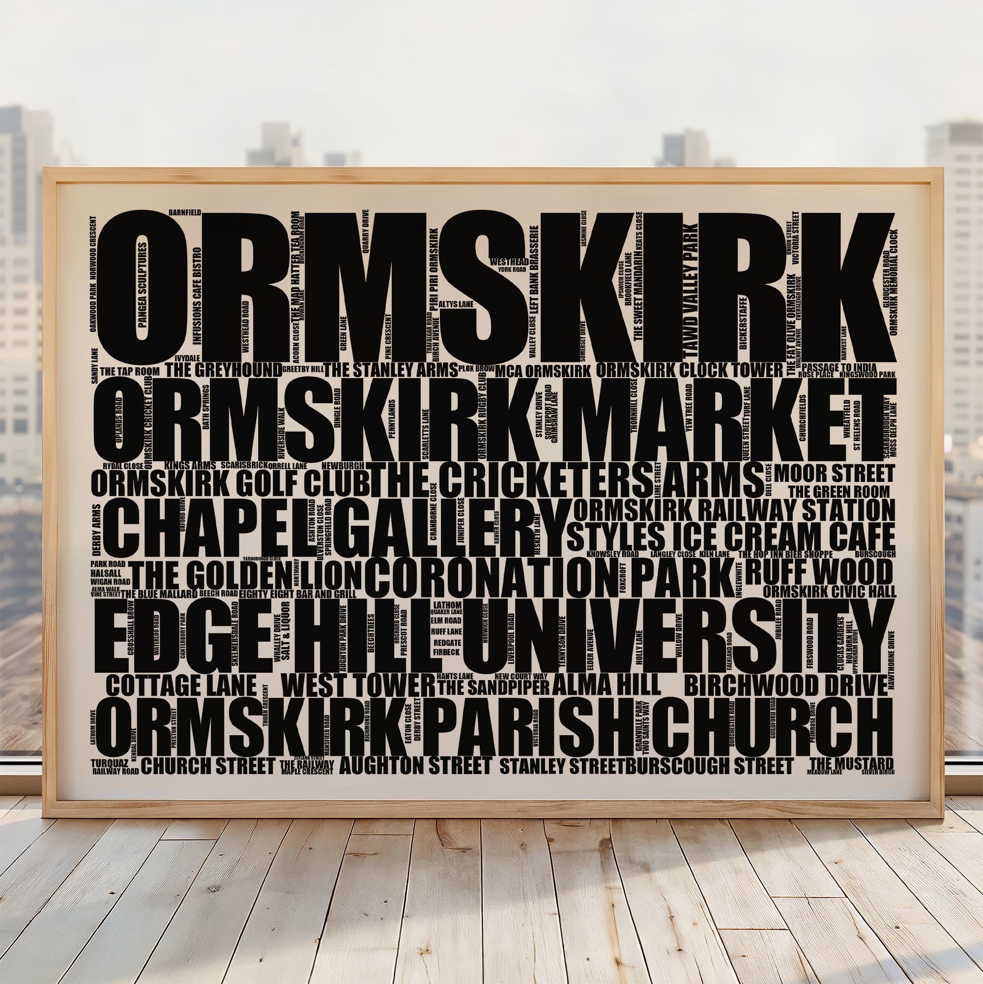 Ormskirk - Premium Typographic Word Cloud Prints, Posters & Gifts