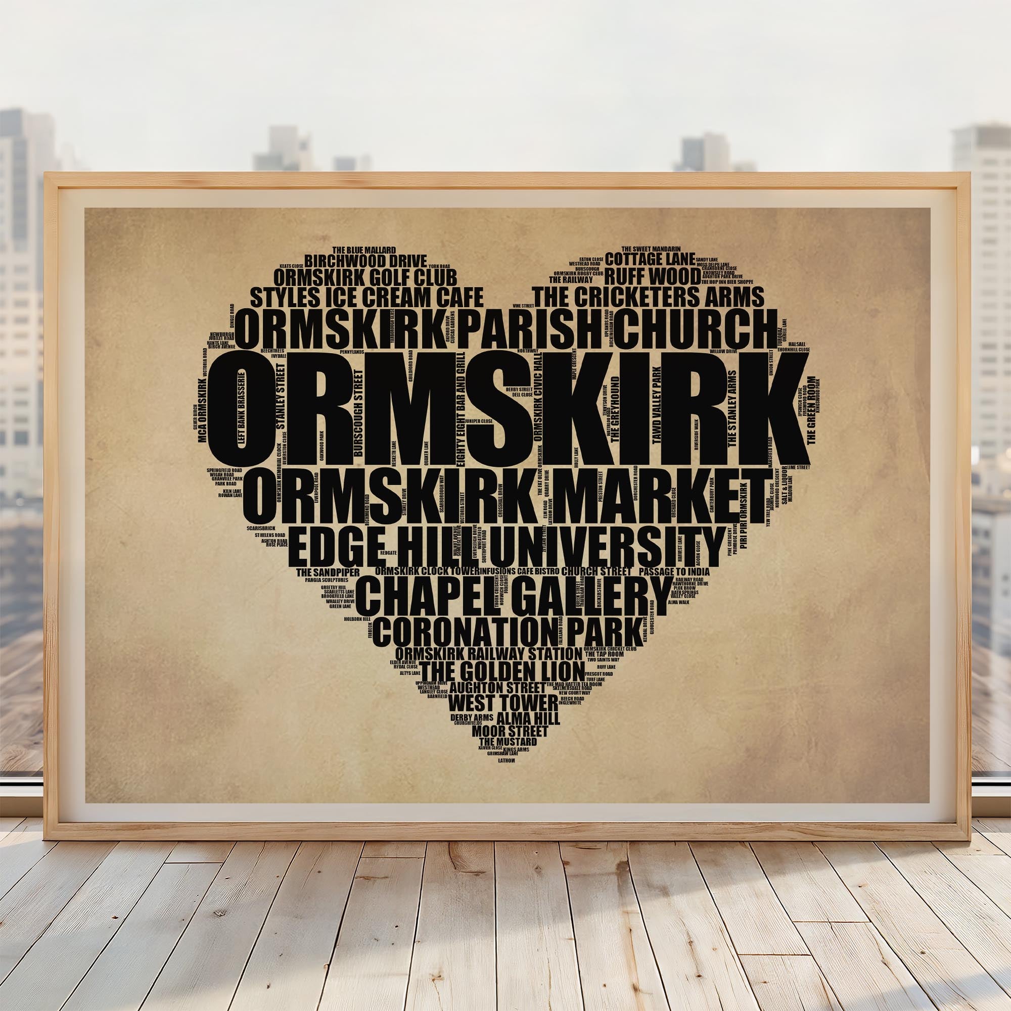 Ormskirk - Premium Typographic Word Cloud Prints, Posters & Gifts