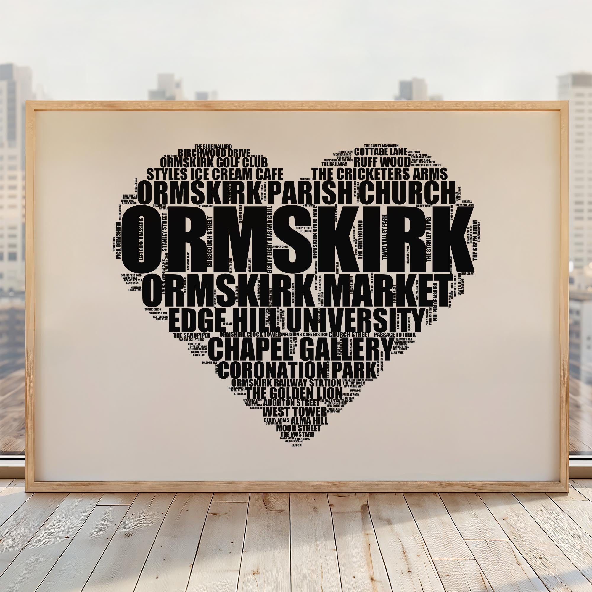 Ormskirk - Premium Typographic Word Cloud Prints, Posters & Gifts