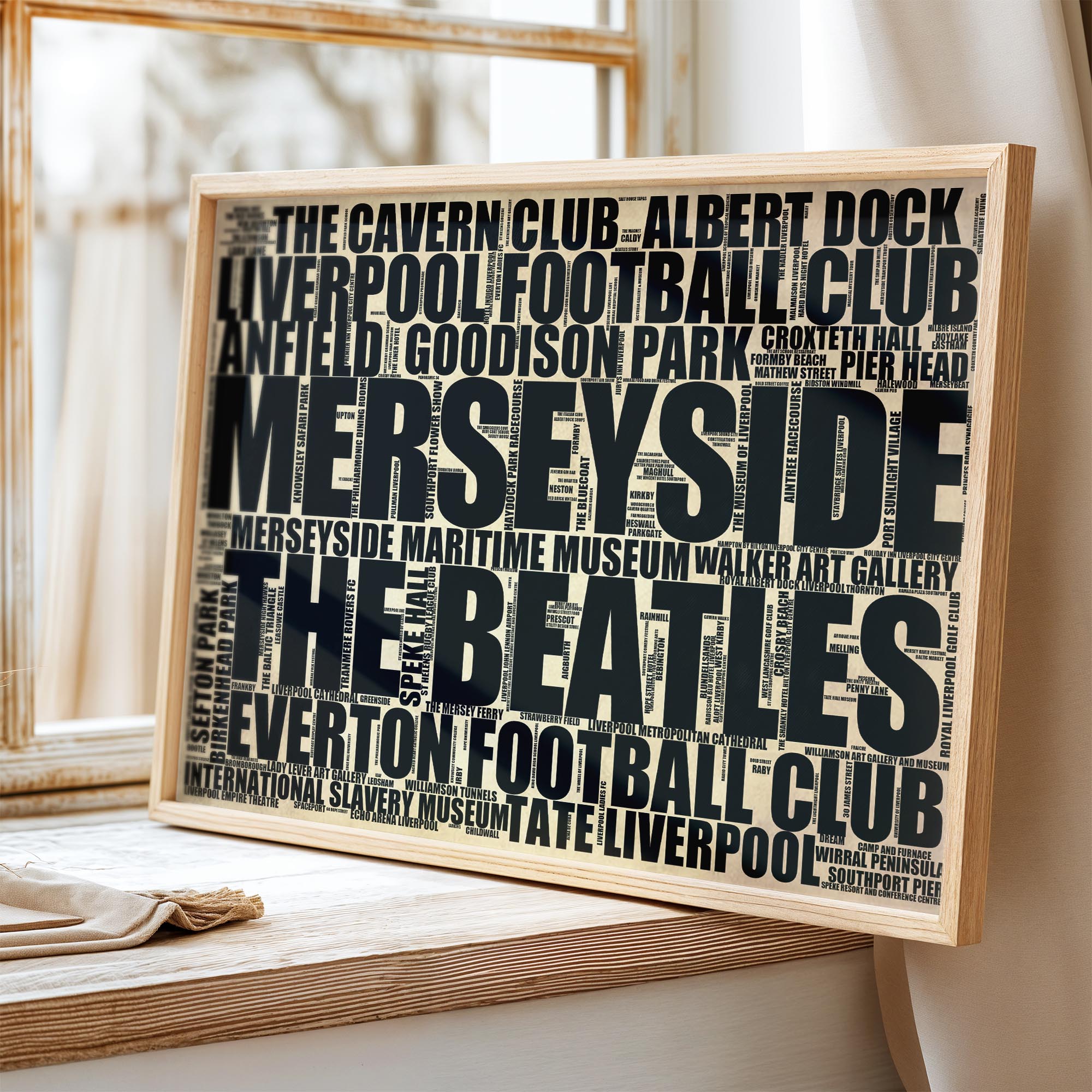 Merseyside - Premium Typographic Word Cloud Prints, Posters & Gifts