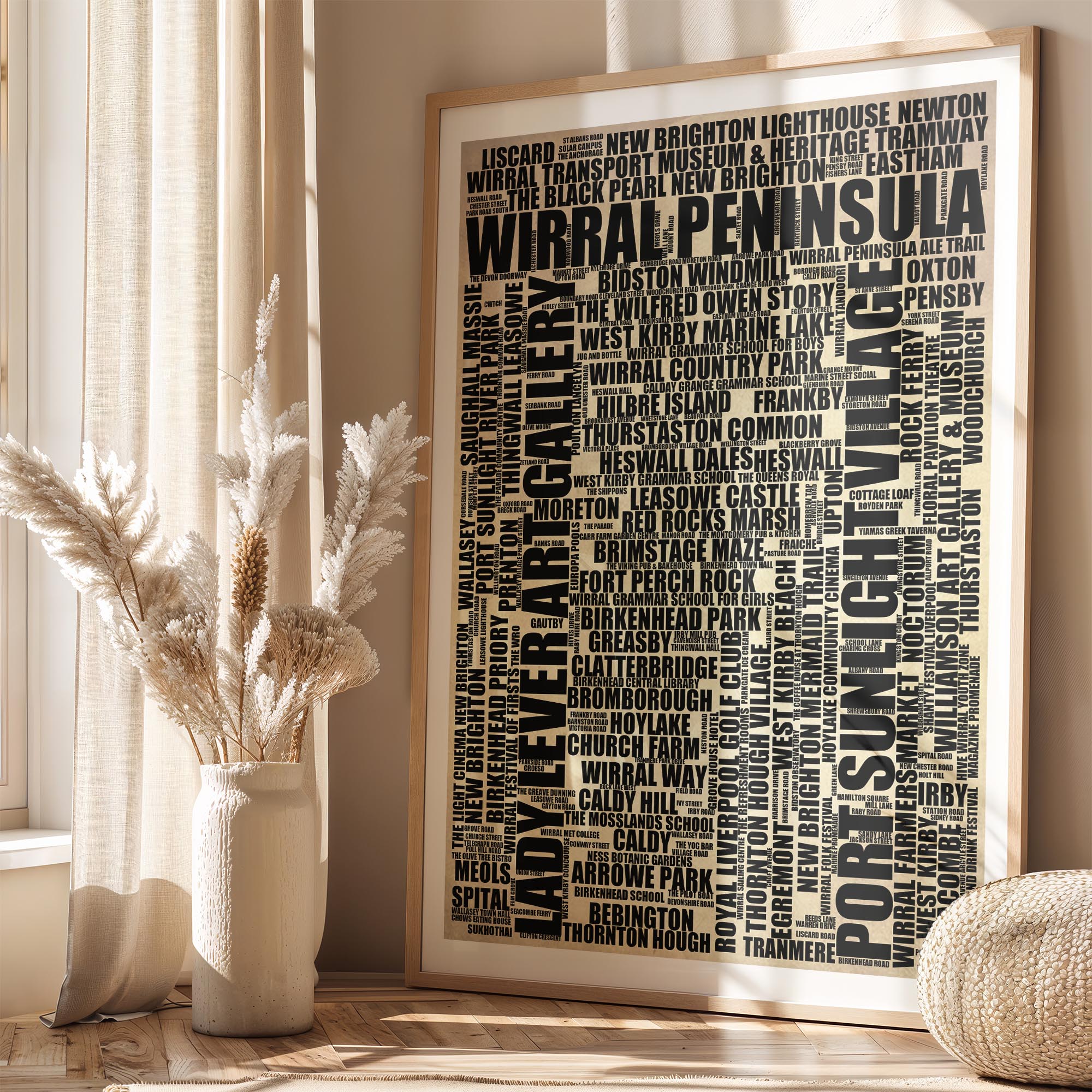 Wirral Peninsula - Premium Typographic Word Cloud Prints, Posters & Gifts