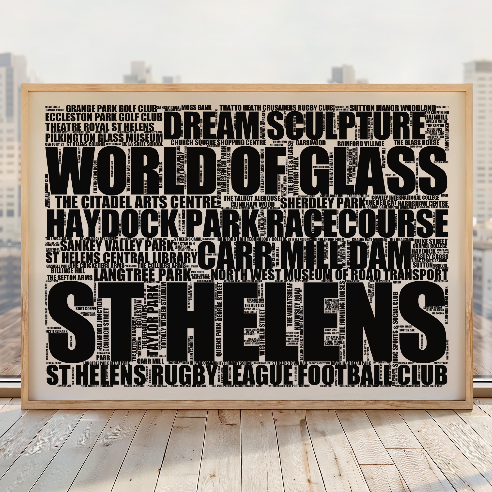 St Helens - Premium Typographic Word Cloud Prints, Posters & Gifts
