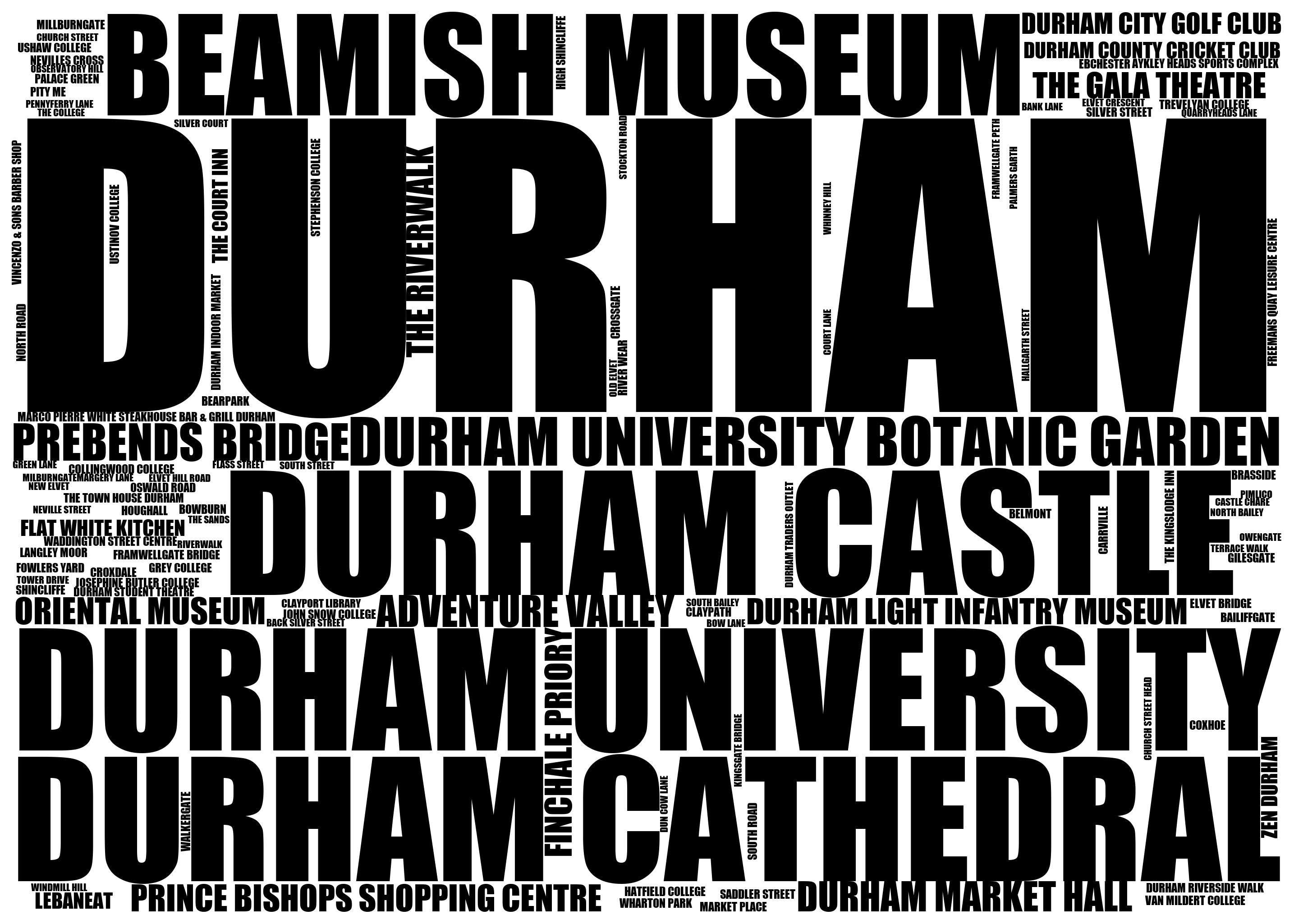 Durham - Premium Typographic Word Cloud Prints, Posters & Gifts