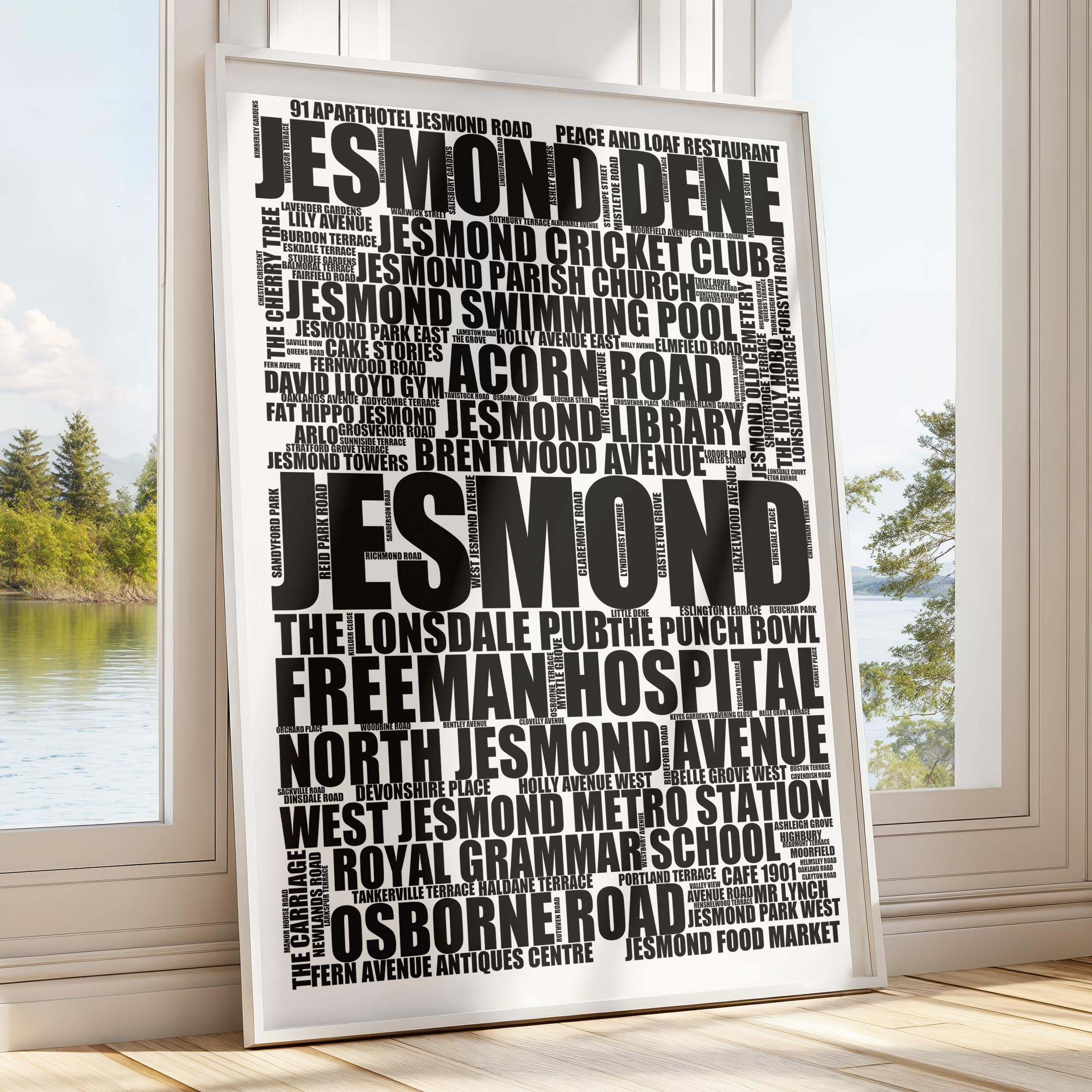 Jesmond - Premium Typographic Word Cloud Prints, Posters & Gifts