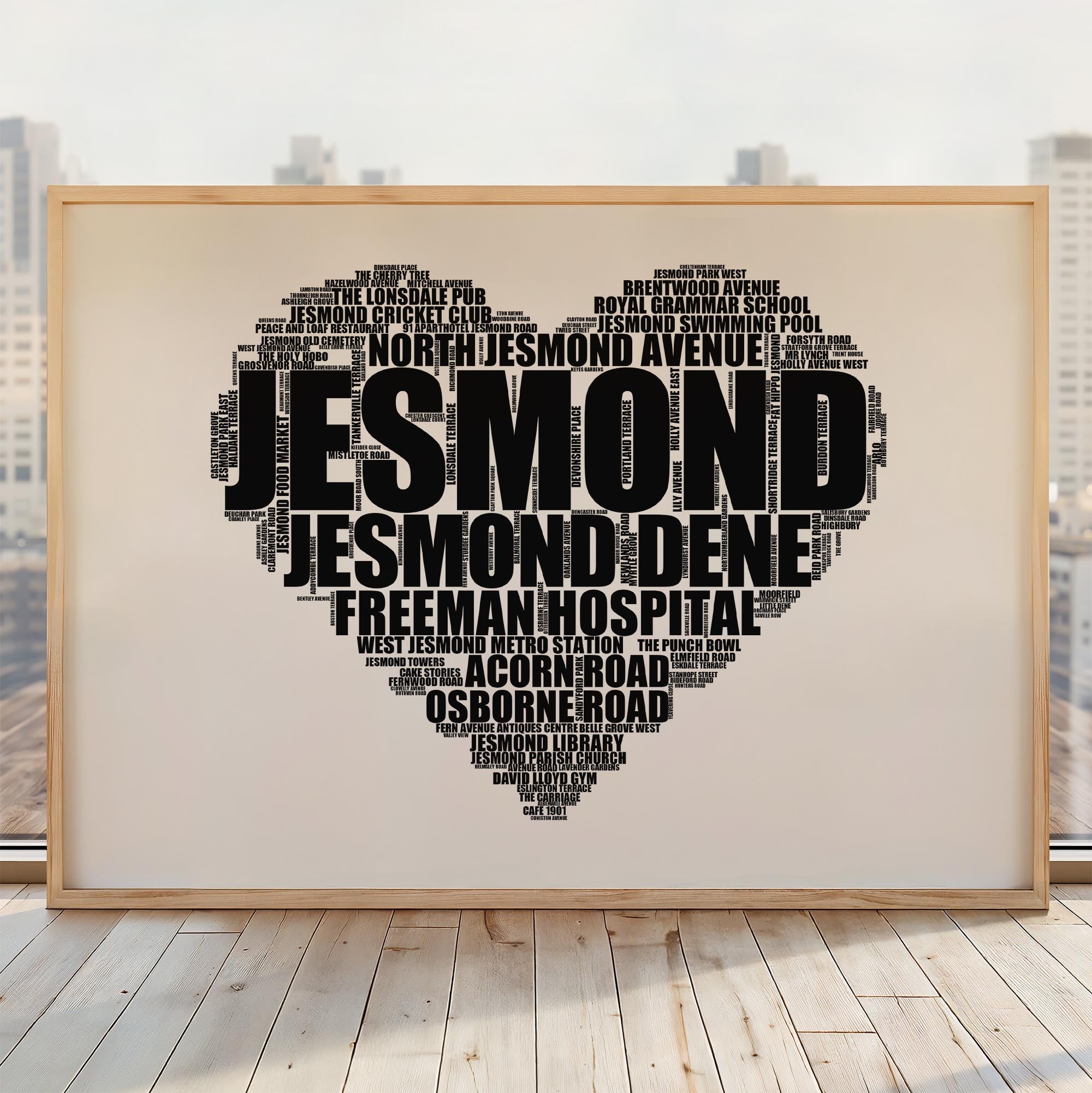 Jesmond - Premium Typographic Word Cloud Prints, Posters & Gifts