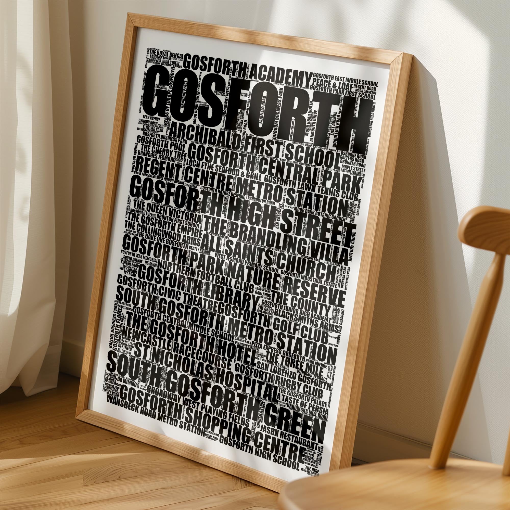 Gosforth - Premium Typographic Word Cloud Prints, Posters & Gifts