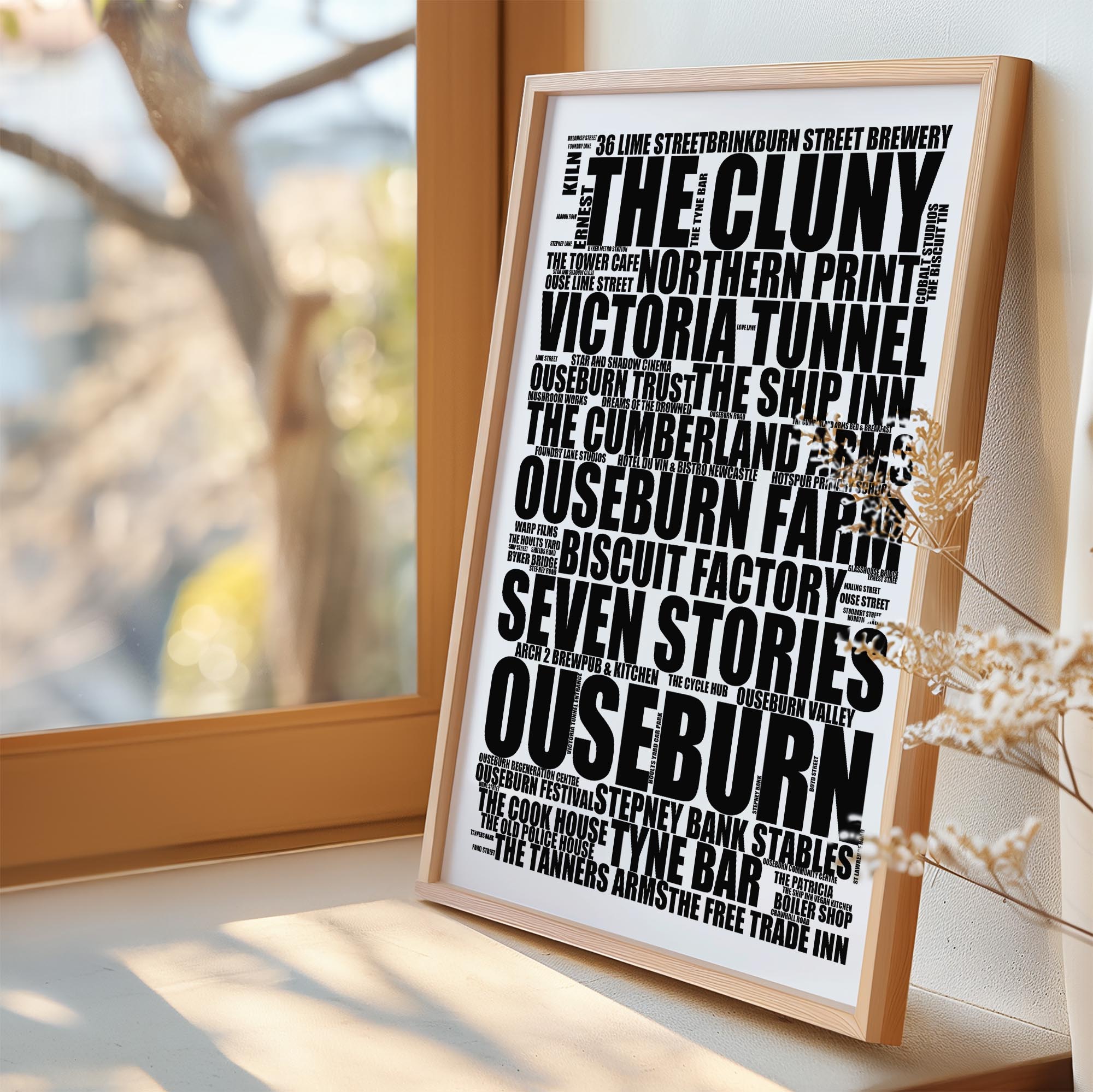 Ouseburn - Premium Typographic Word Cloud Prints, Posters & Gifts