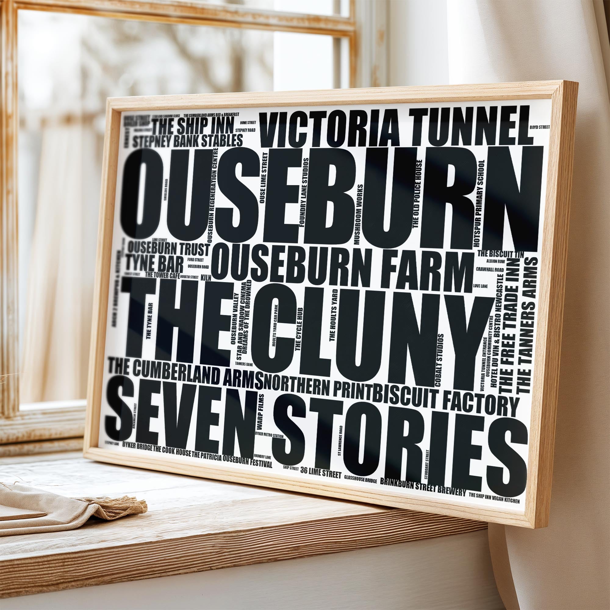 Ouseburn - Premium Typographic Word Cloud Prints, Posters & Gifts