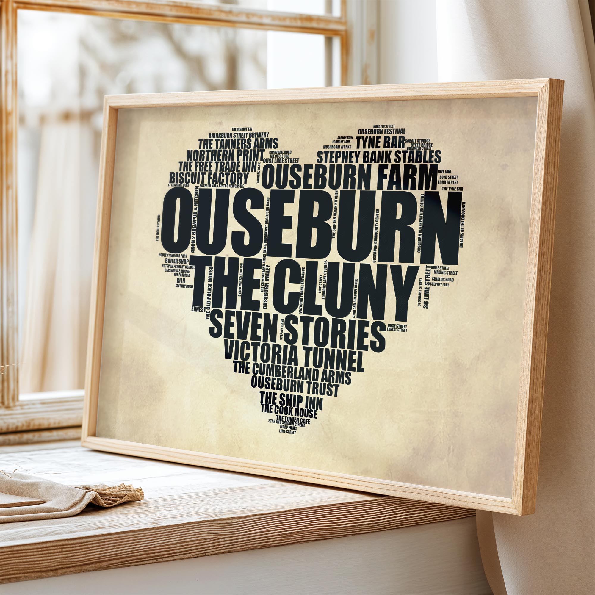 Ouseburn - Premium Typographic Word Cloud Prints, Posters & Gifts