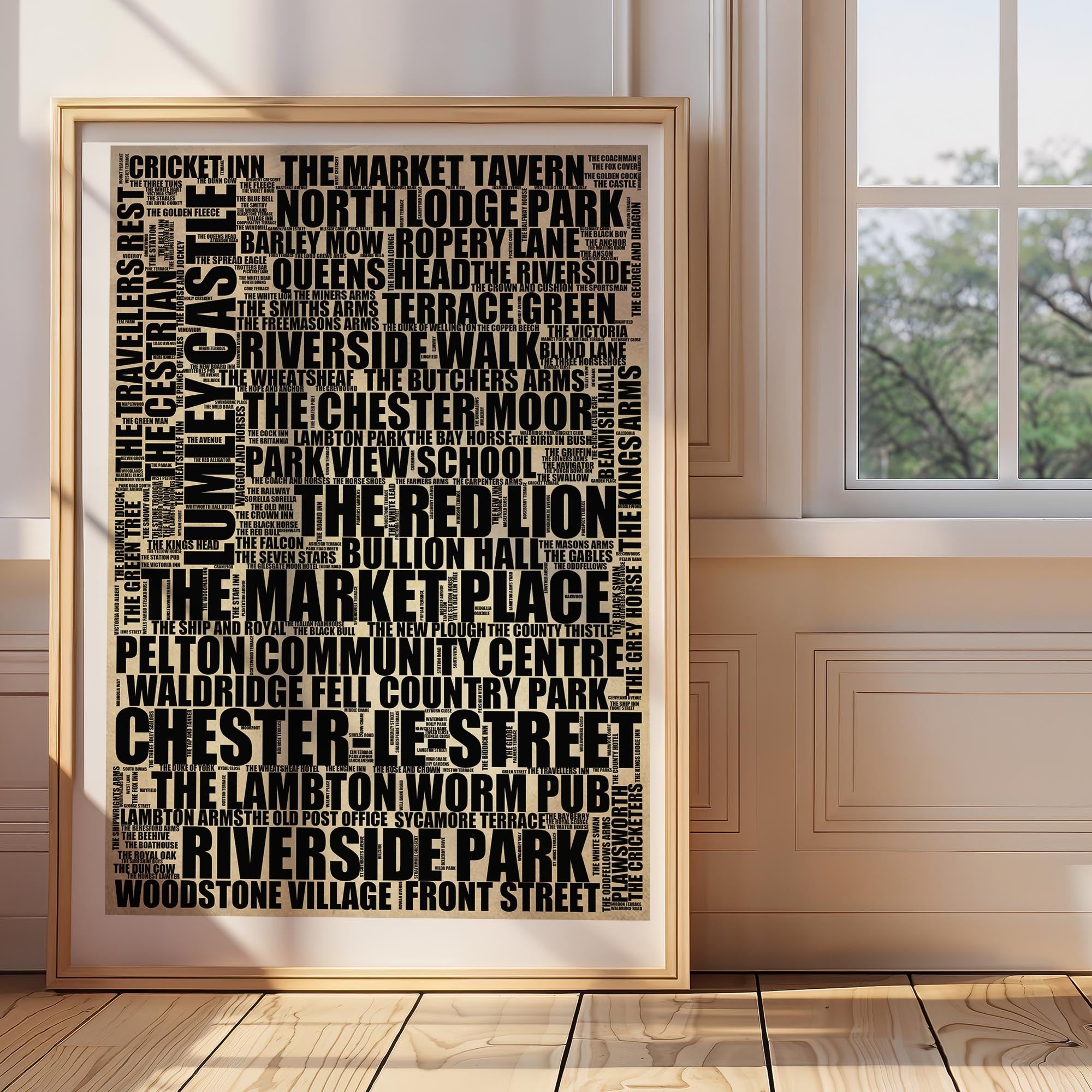 Chester-le-Street - Premium Typographic Word Cloud Prints, Posters & Gifts