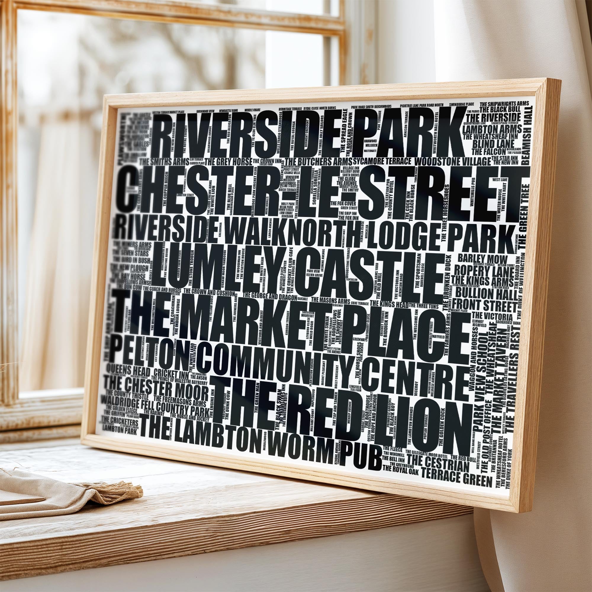 Chester-le-Street - Premium Typographic Word Cloud Prints, Posters & Gifts