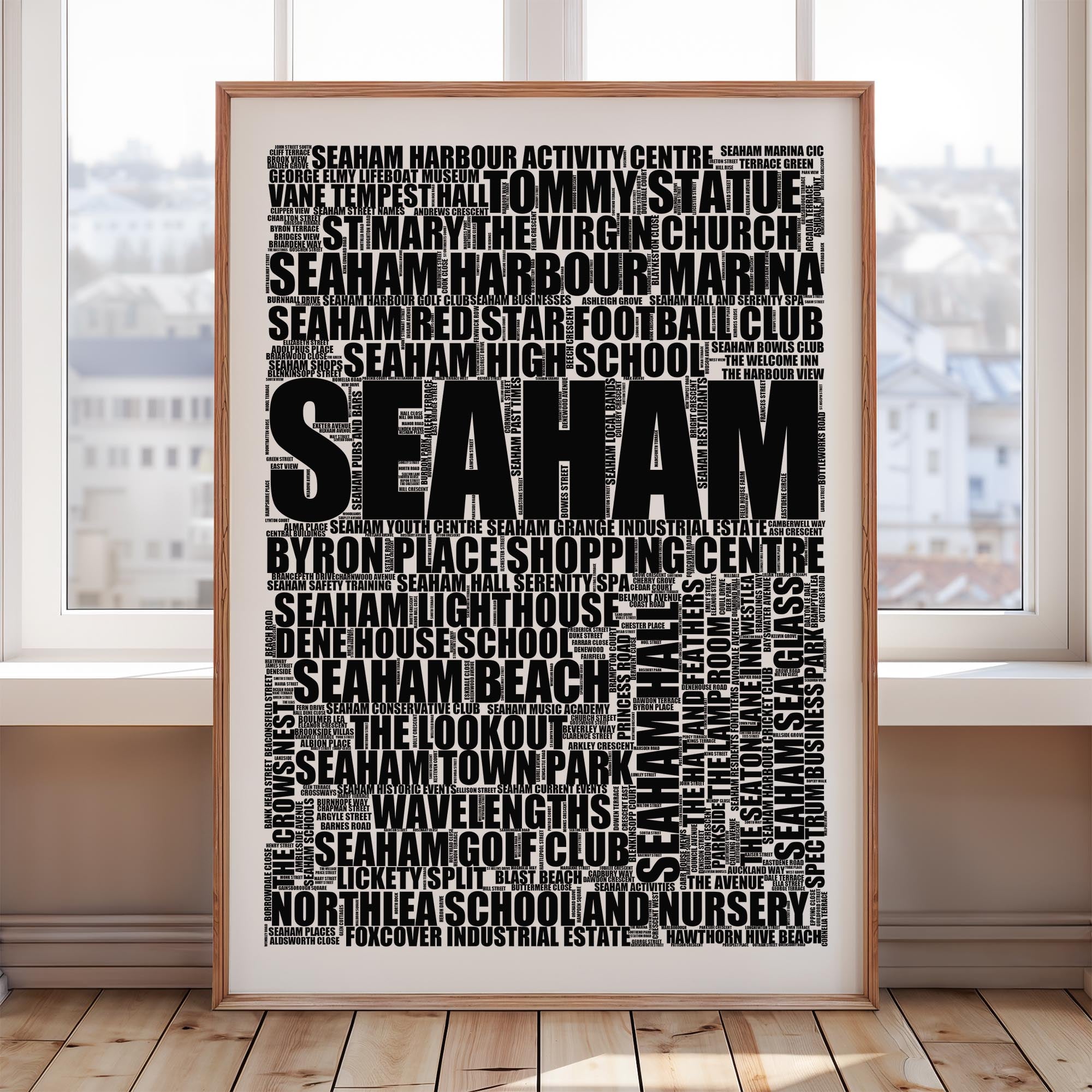 Seaham - Premium Typographic Word Cloud Prints, Posters & Gifts