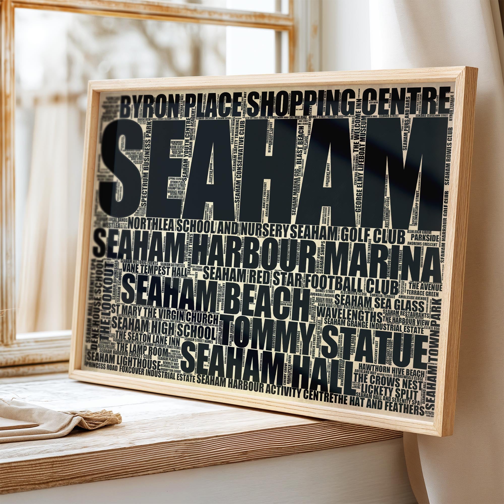 Seaham - Premium Typographic Word Cloud Prints, Posters & Gifts