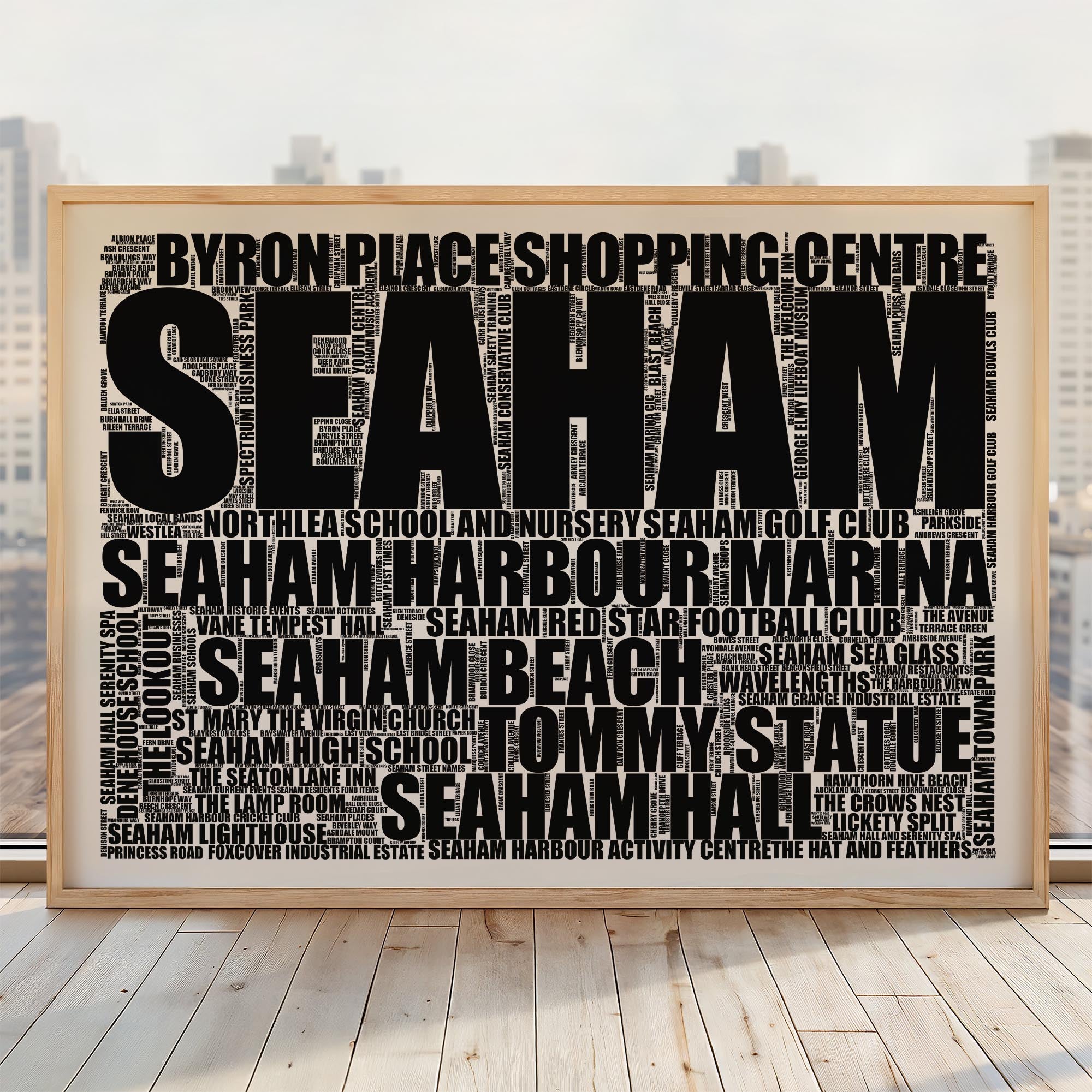 Seaham - Premium Typographic Word Cloud Prints, Posters & Gifts