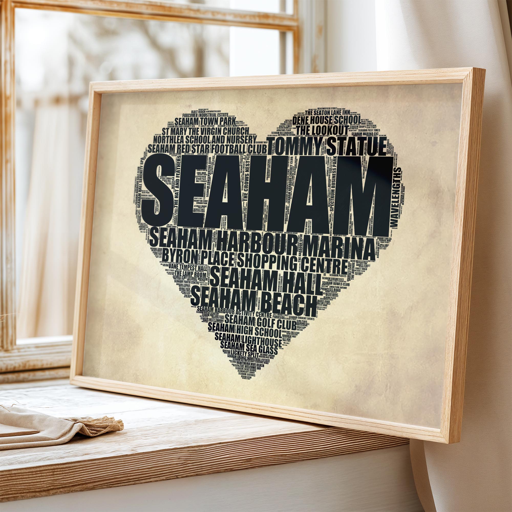 Seaham - Premium Typographic Word Cloud Prints, Posters & Gifts