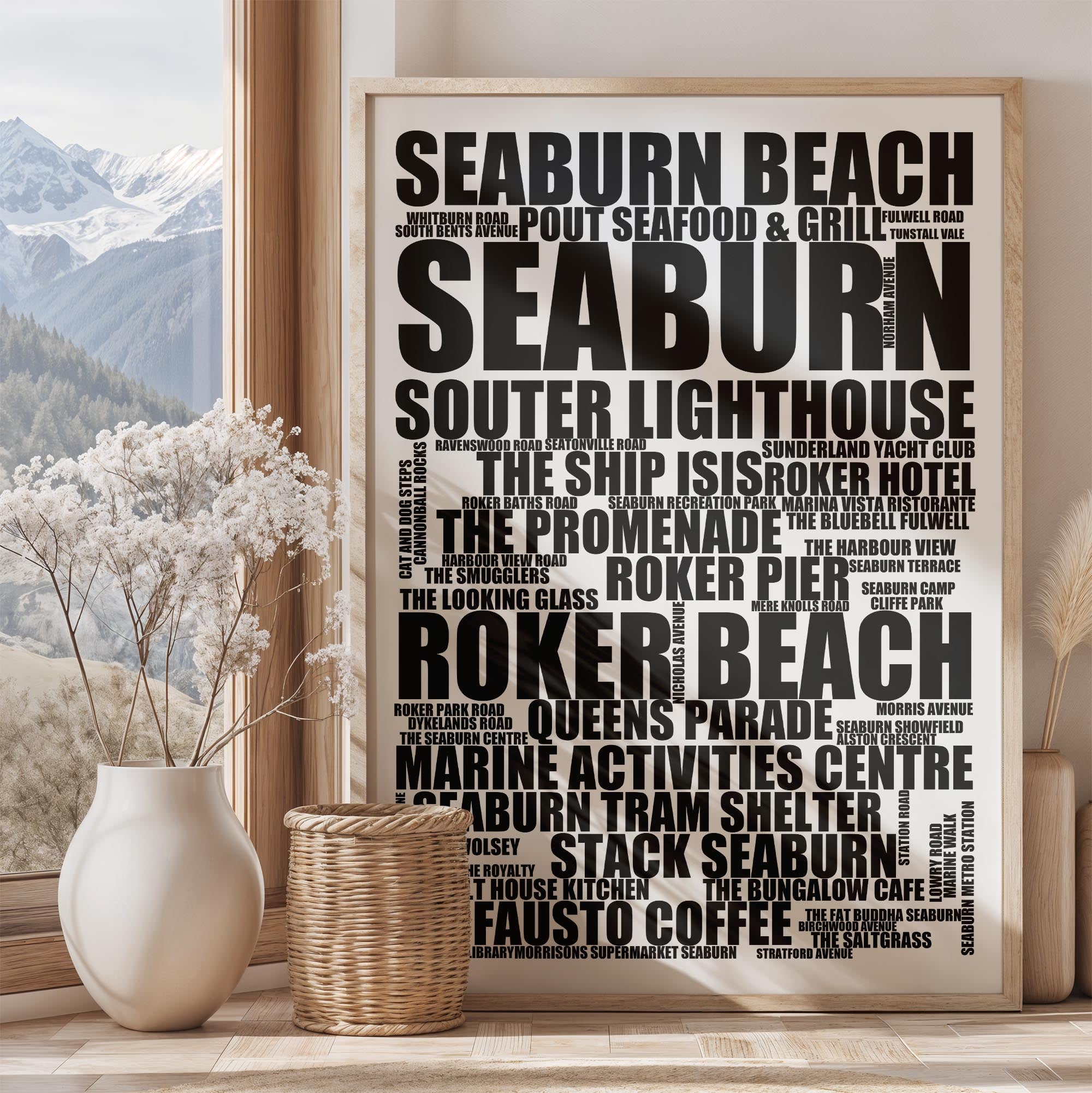 Seaburn - Premium Typographic Word Cloud Prints, Posters & Gifts