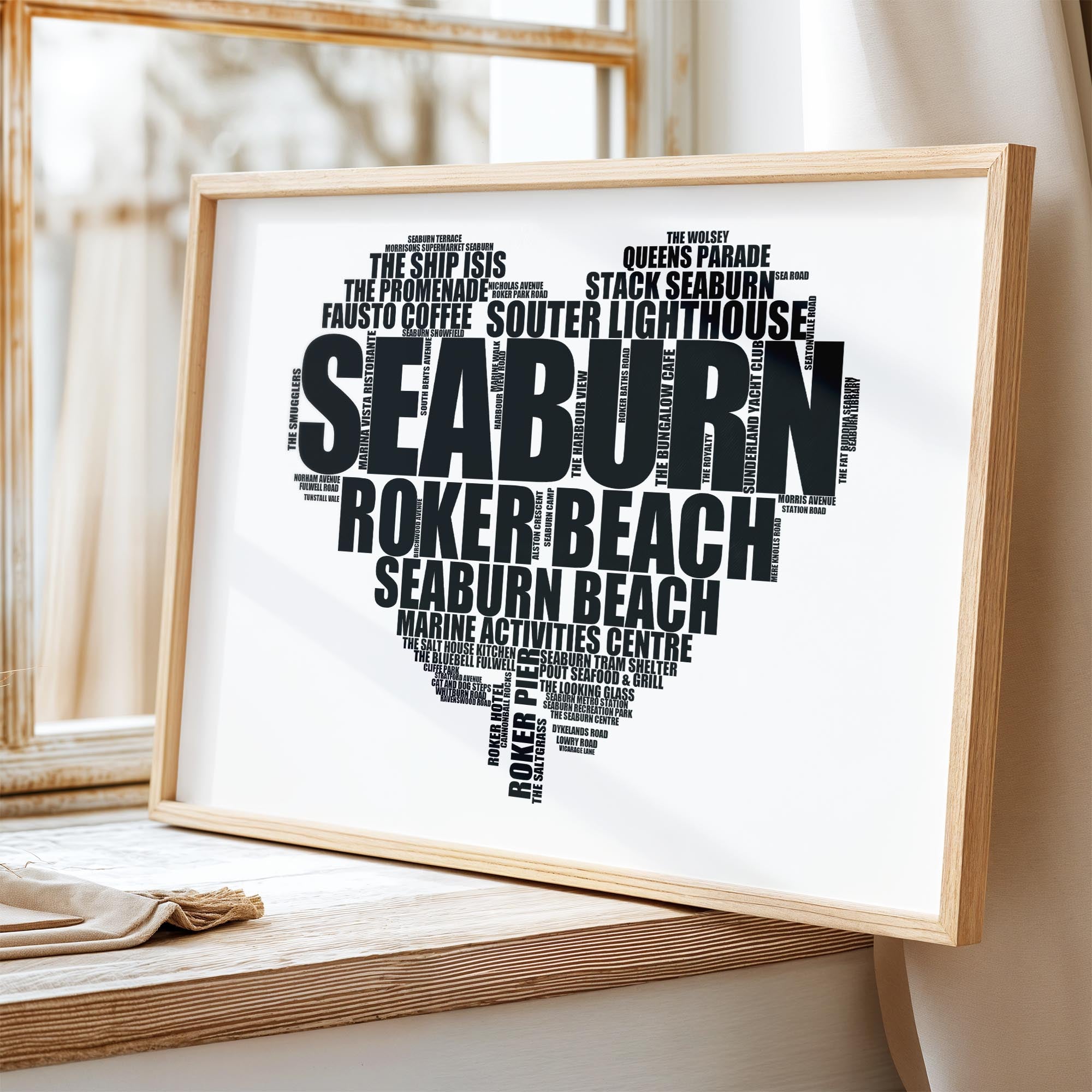 Seaburn - Premium Typographic Word Cloud Prints, Posters & Gifts