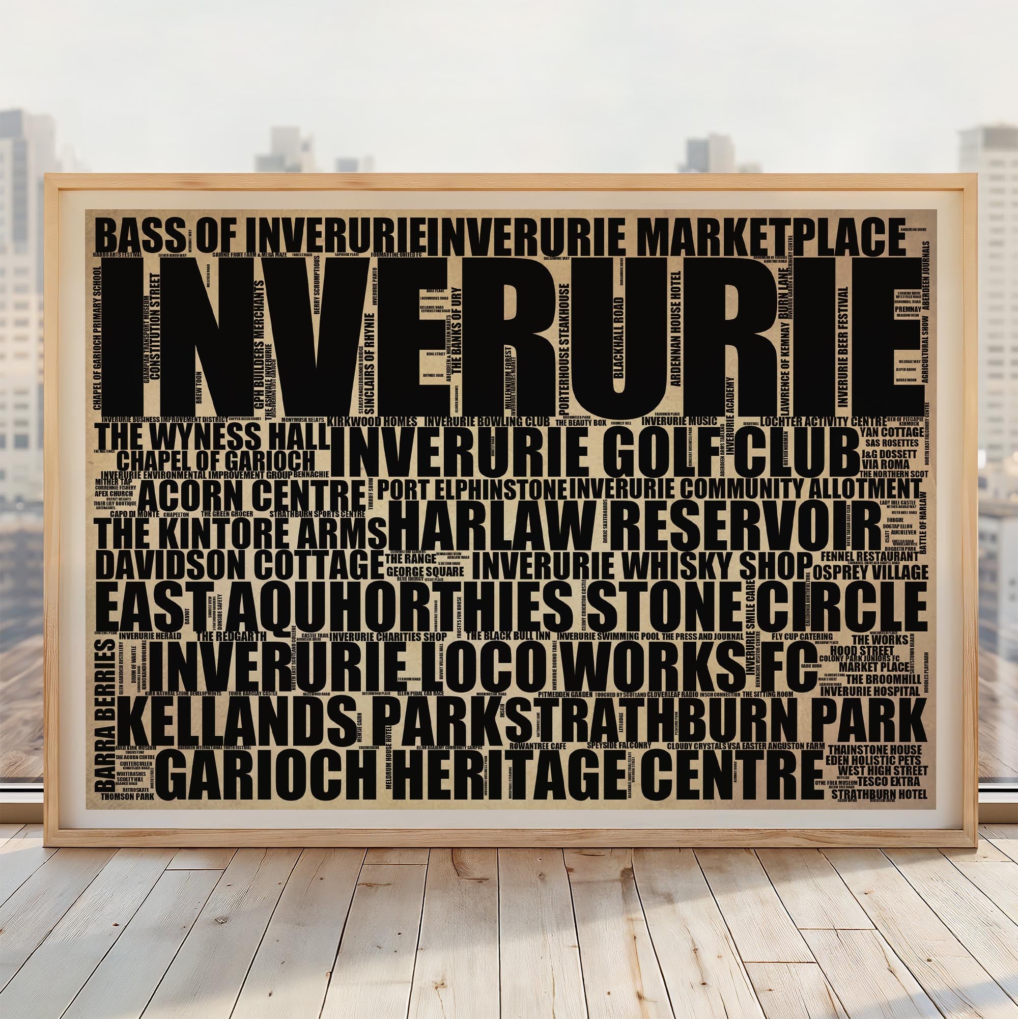 Inverurie - Premium Typographic Word Cloud Prints, Posters & Gifts