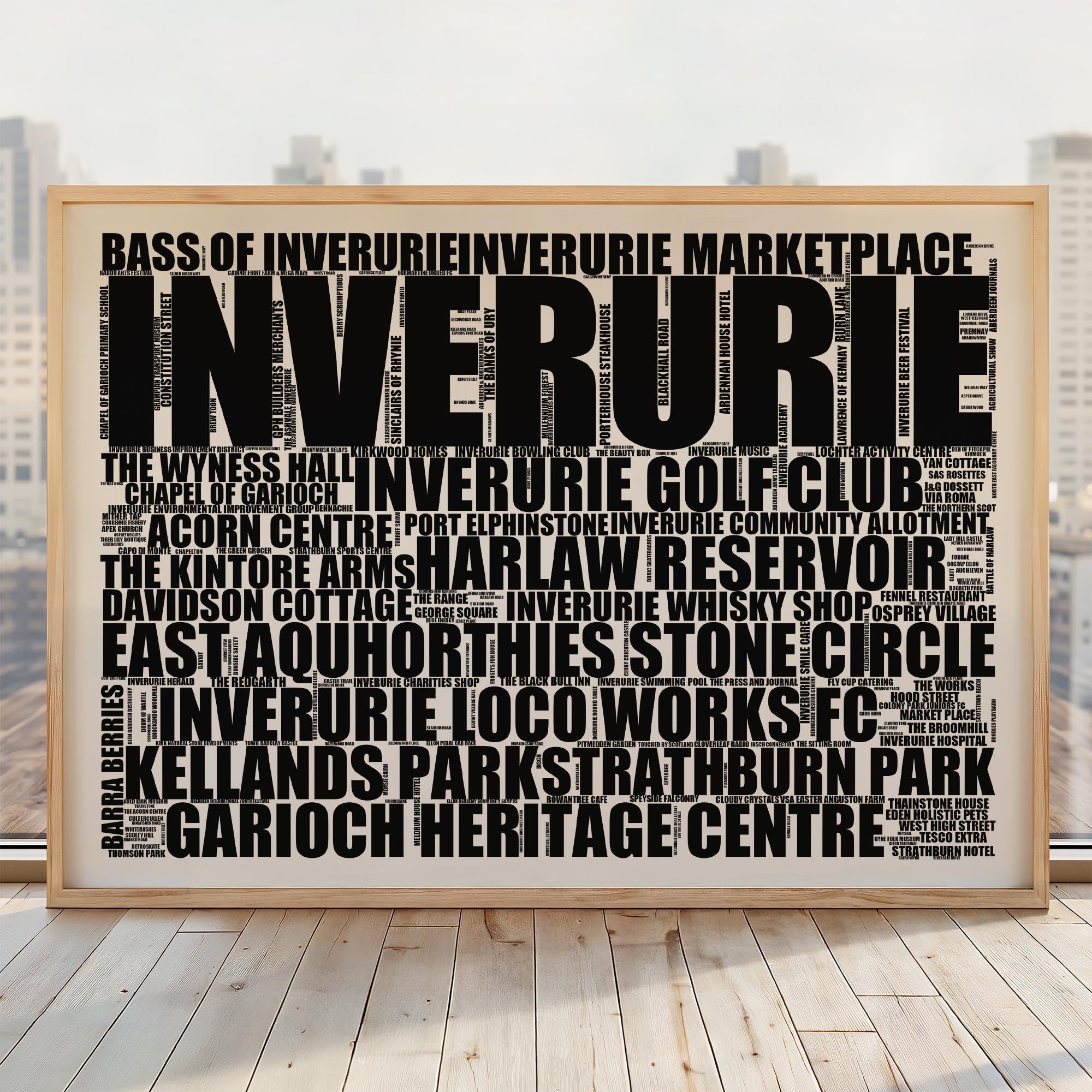 Inverurie - Premium Typographic Word Cloud Prints, Posters & Gifts