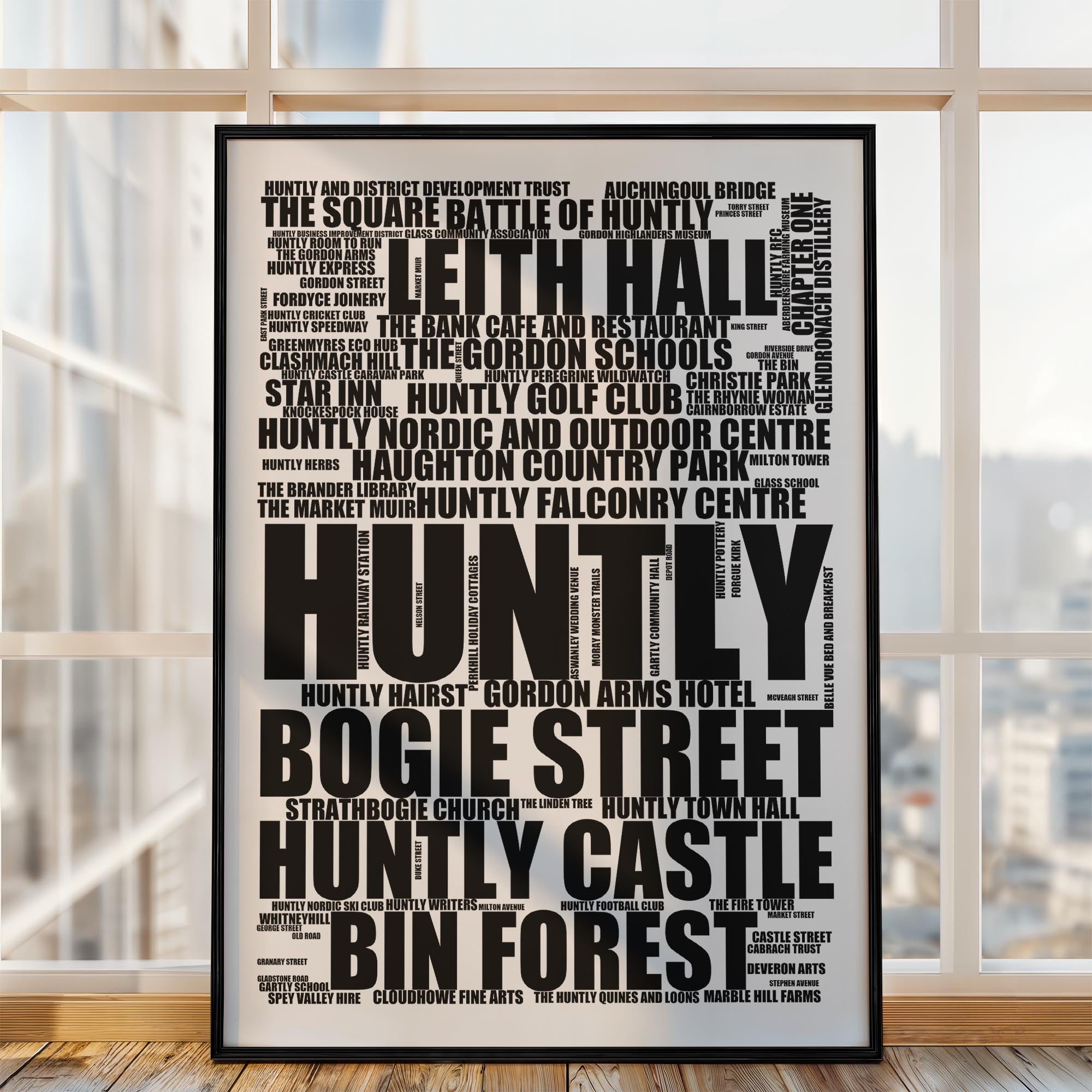 Huntly - Premium Typographic Word Cloud Prints, Posters & Gifts