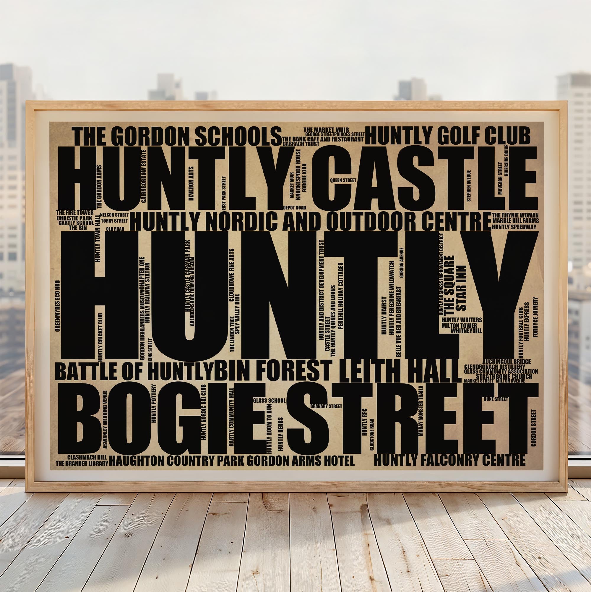 Huntly - Premium Typographic Word Cloud Prints, Posters & Gifts