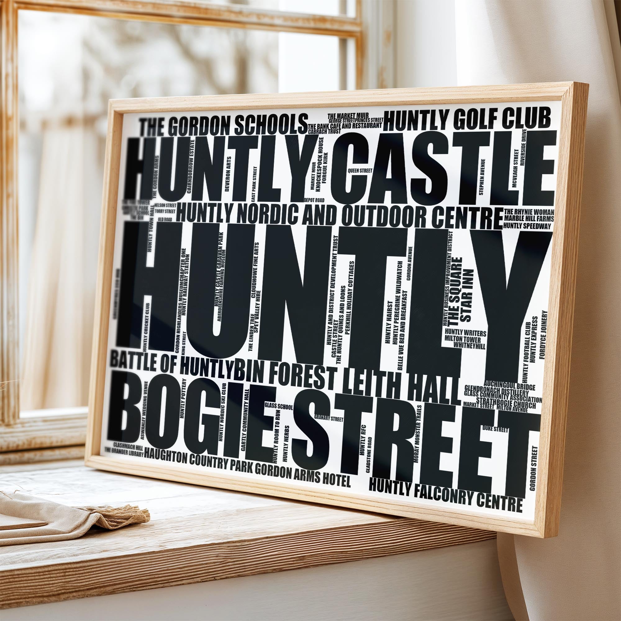 Huntly - Premium Typographic Word Cloud Prints, Posters & Gifts