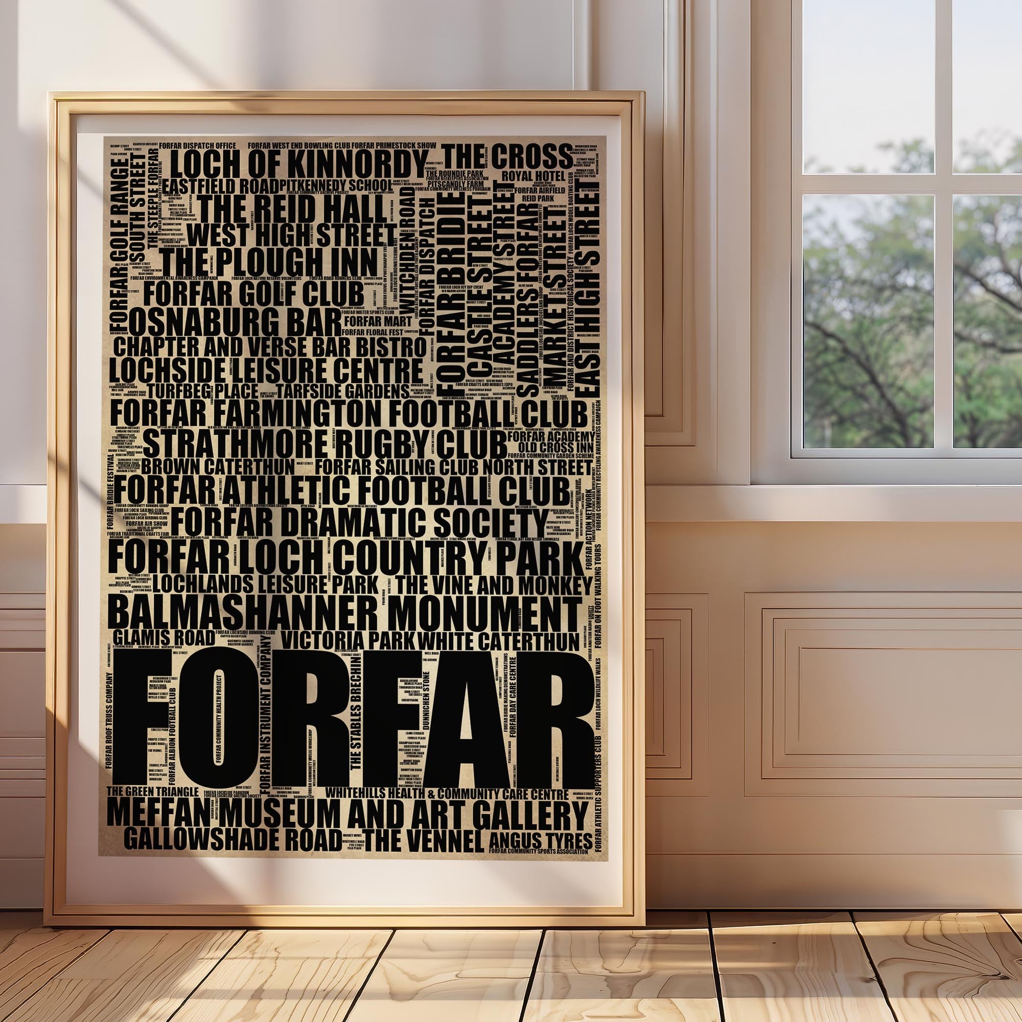 Forfar - Premium Typographic Word Cloud Prints, Posters & Gifts