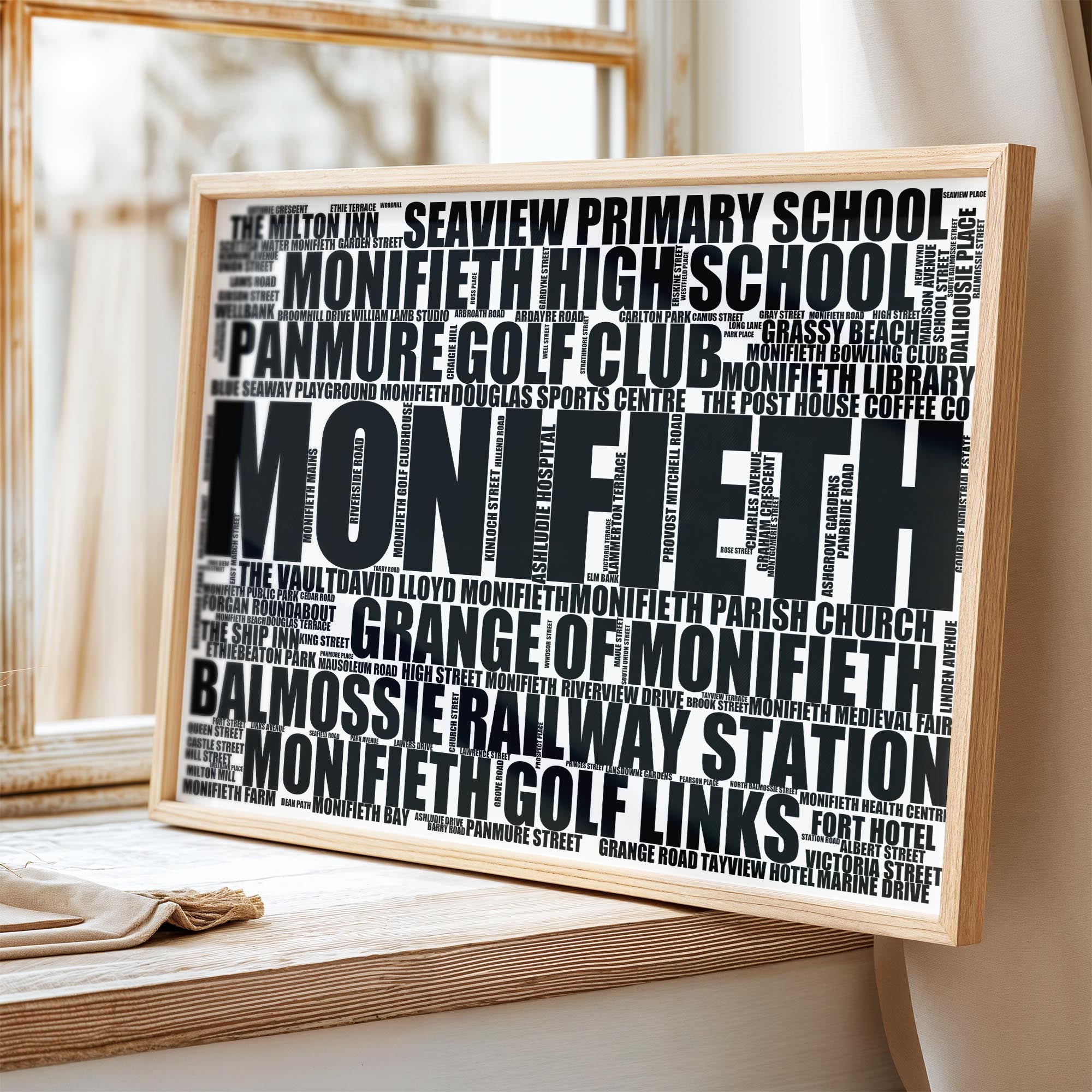 Monifieth - Premium Typographic Word Cloud Prints, Posters & Gifts