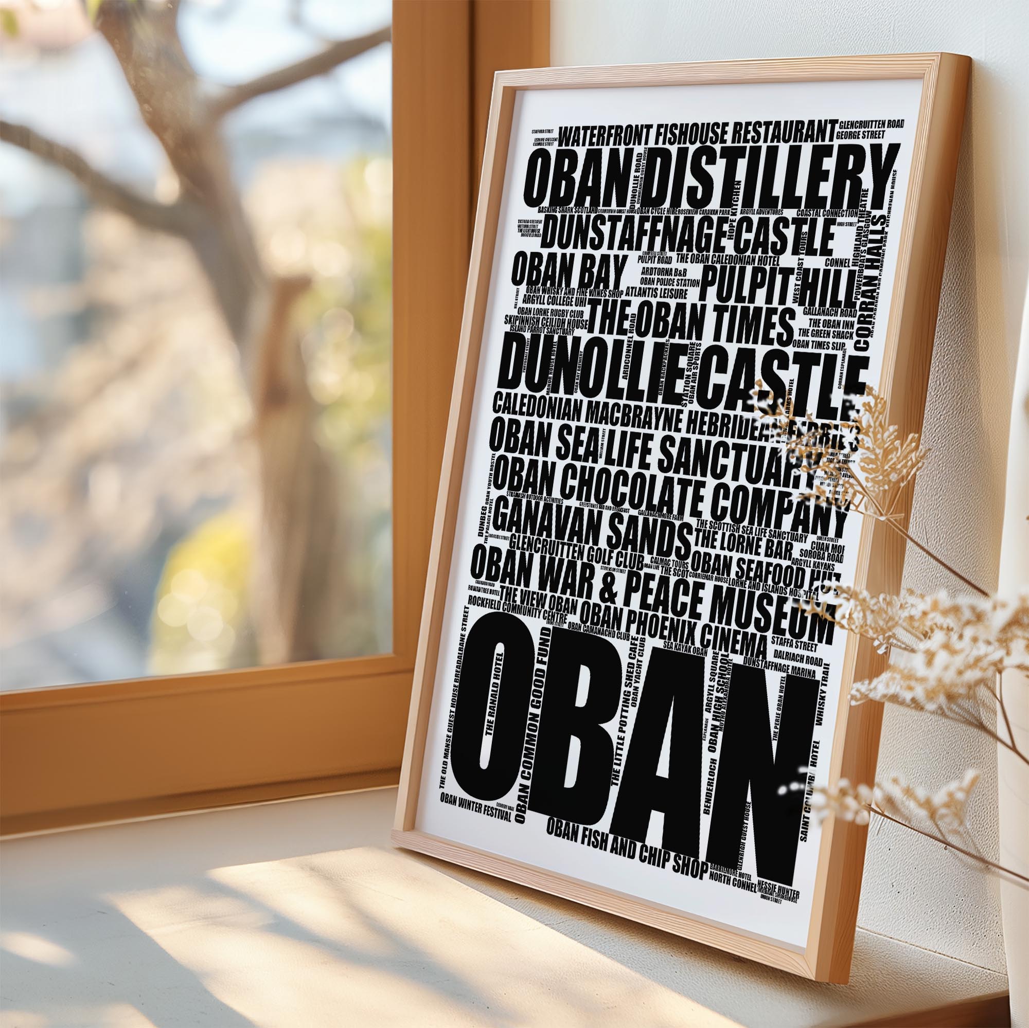 Oban - Premium Typographic Word Cloud Prints, Posters & Gifts