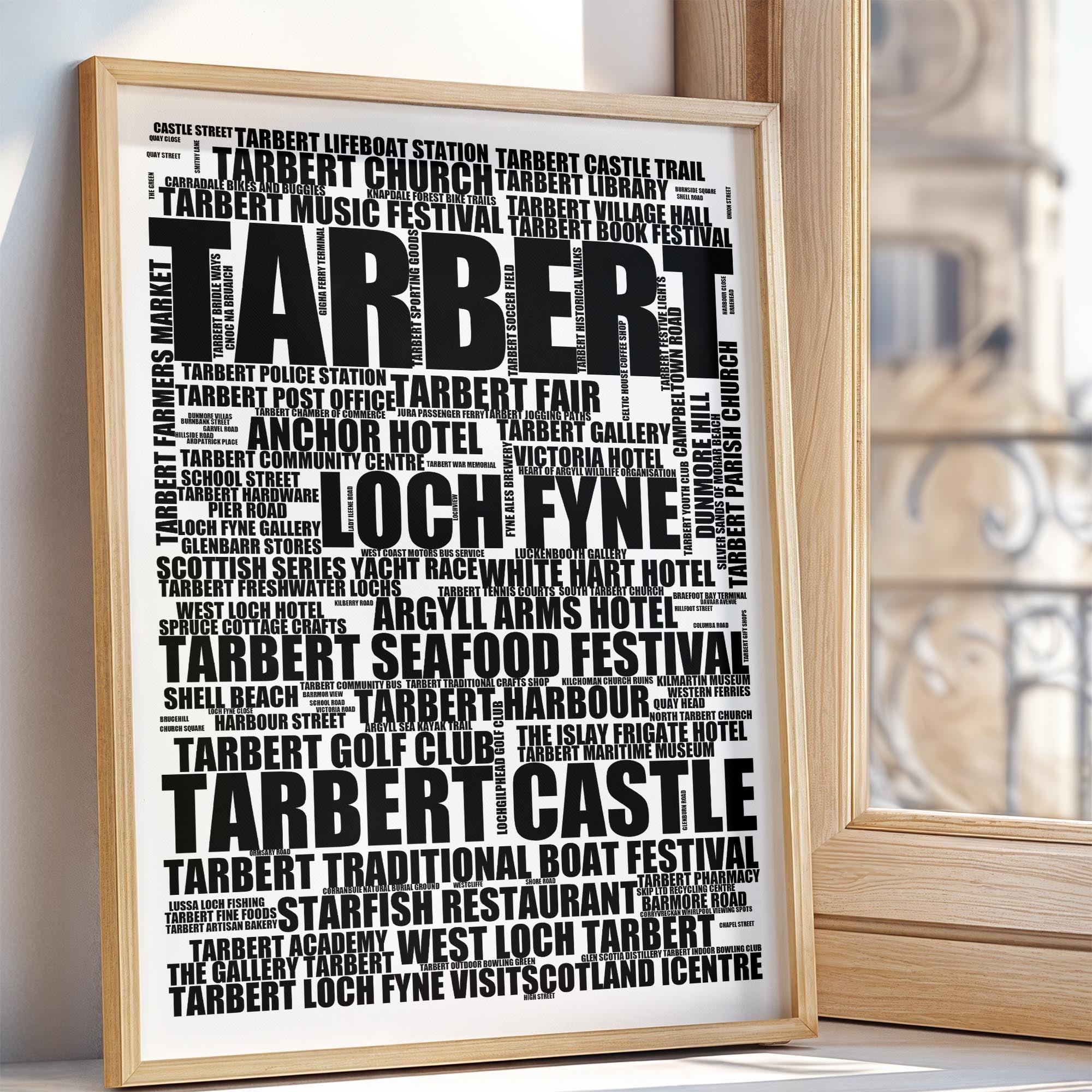 Tarbert - Premium Typographic Word Cloud Prints, Posters & Gifts