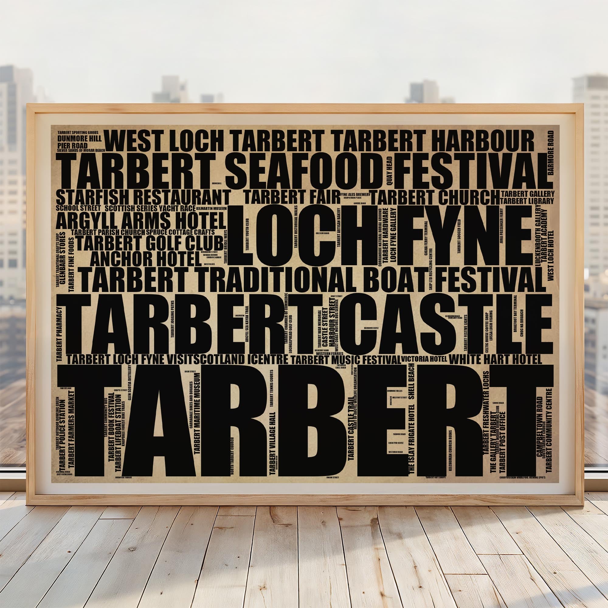 Tarbert - Premium Typographic Word Cloud Prints, Posters & Gifts