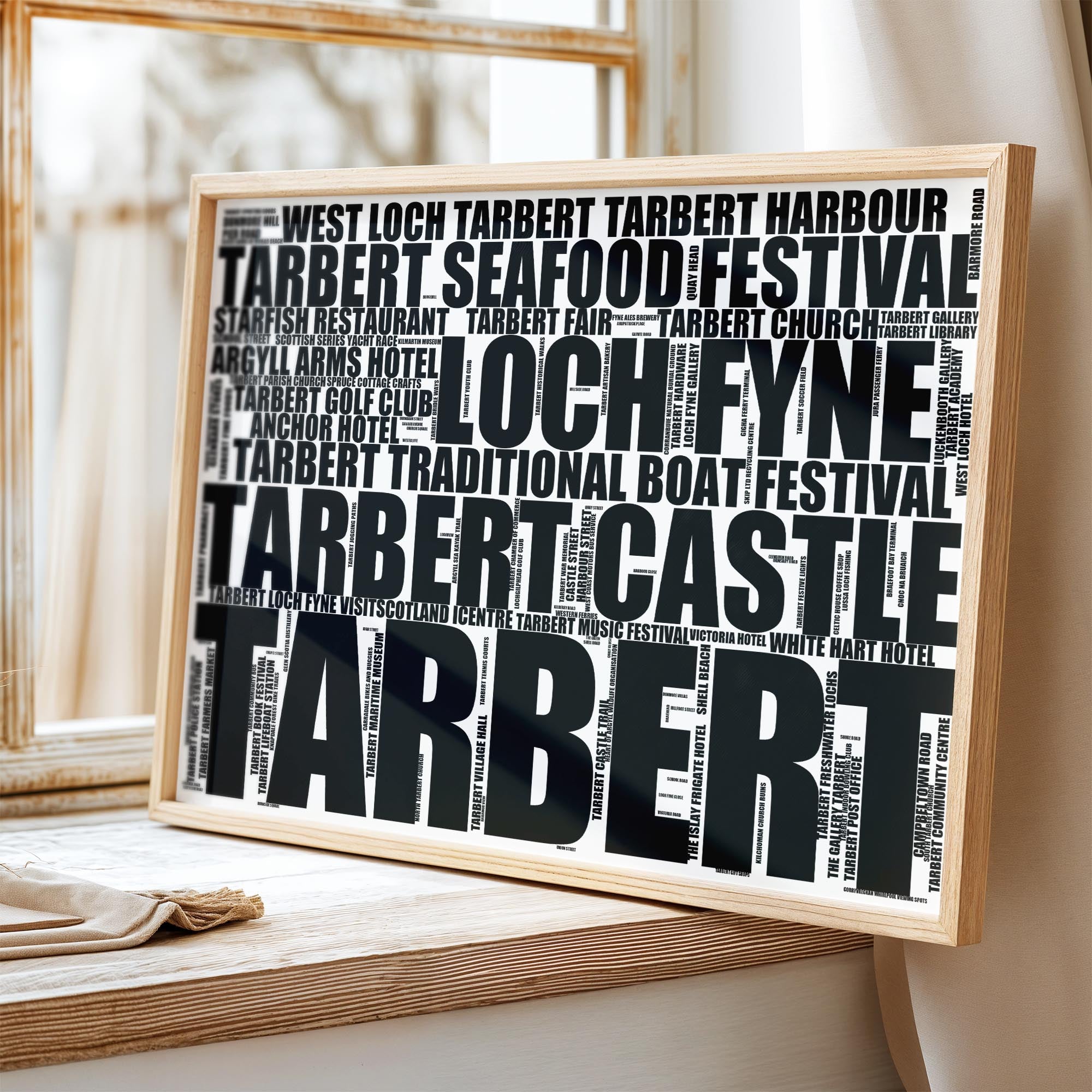 Tarbert - Premium Typographic Word Cloud Prints, Posters & Gifts