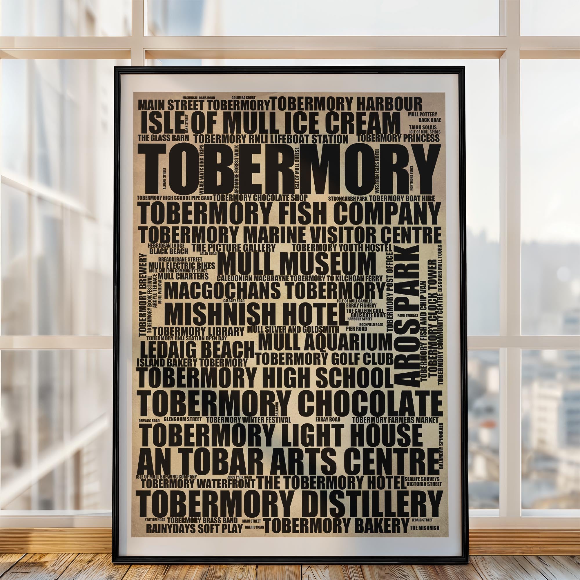 Tobermory - Premium Typographic Word Cloud Prints, Posters & Gifts