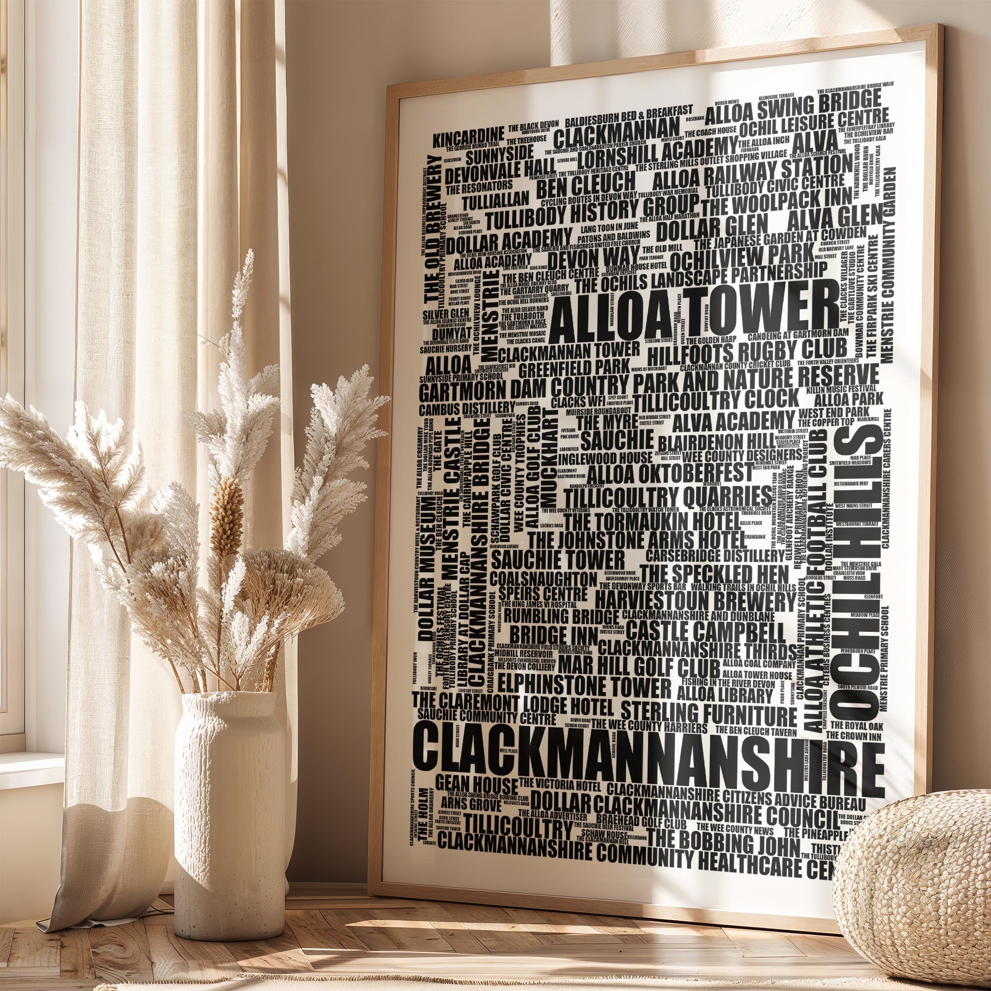 Clackmannanshire - Premium Typographic Word Cloud Prints, Posters & Gifts