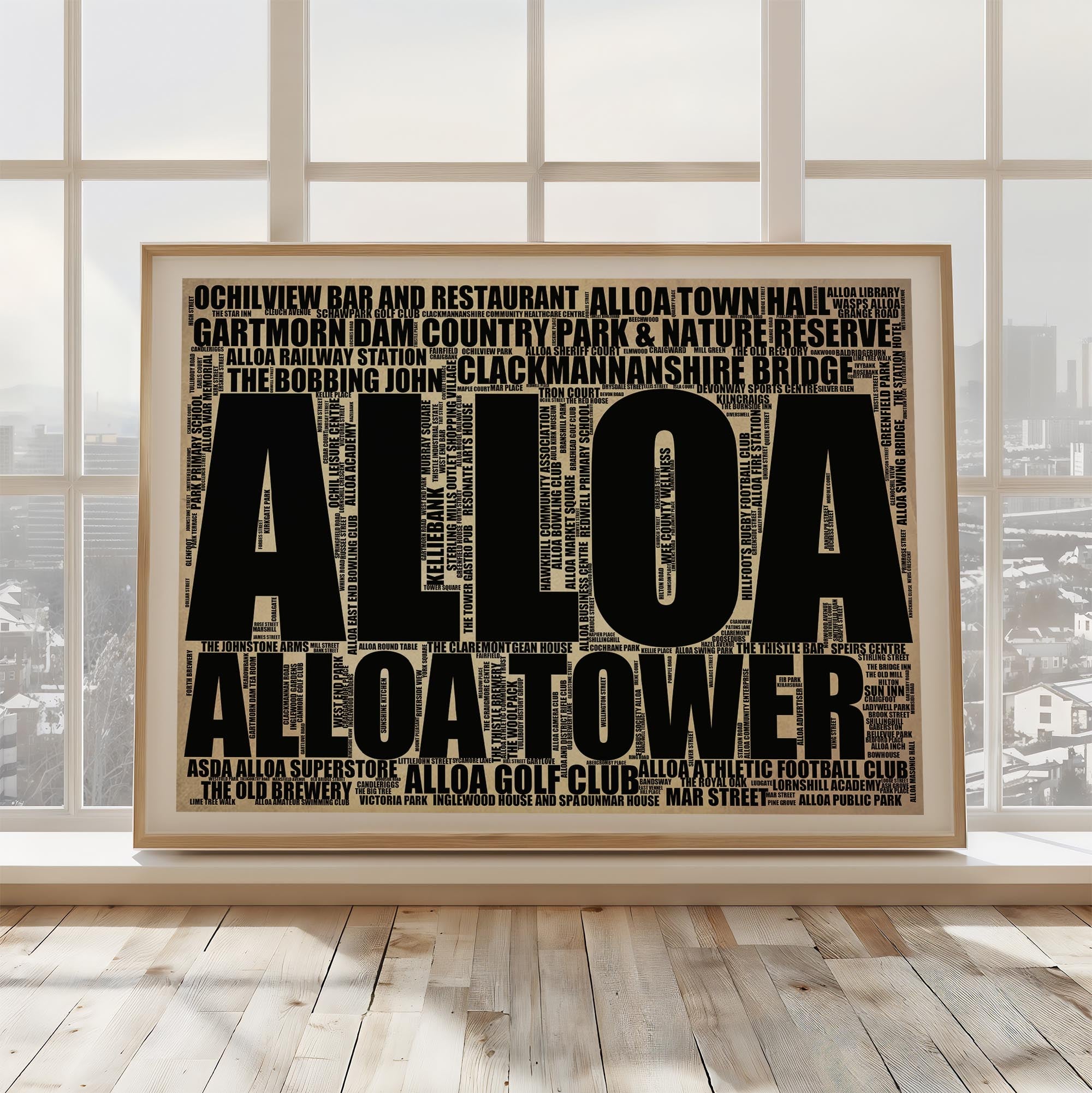 Alloa - Premium Typographic Word Cloud Prints, Posters & Gifts