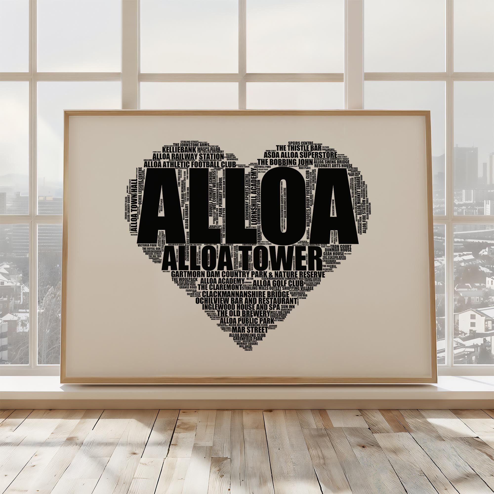 Alloa - Premium Typographic Word Cloud Prints, Posters & Gifts