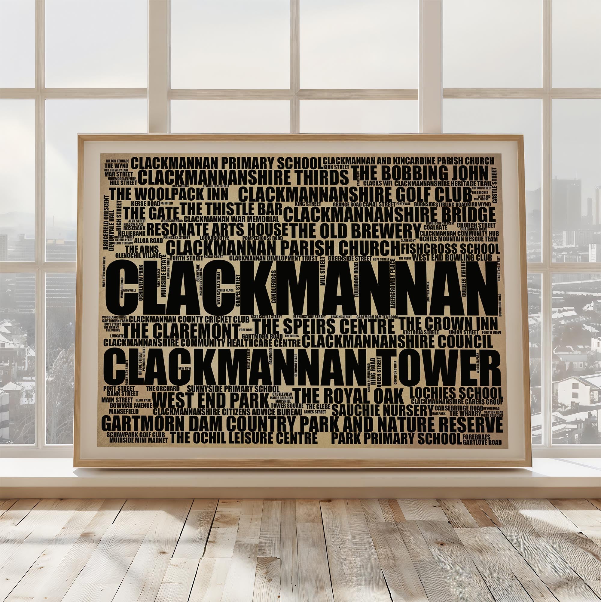 Clackmannan - Premium Typographic Word Cloud Prints, Posters & Gifts