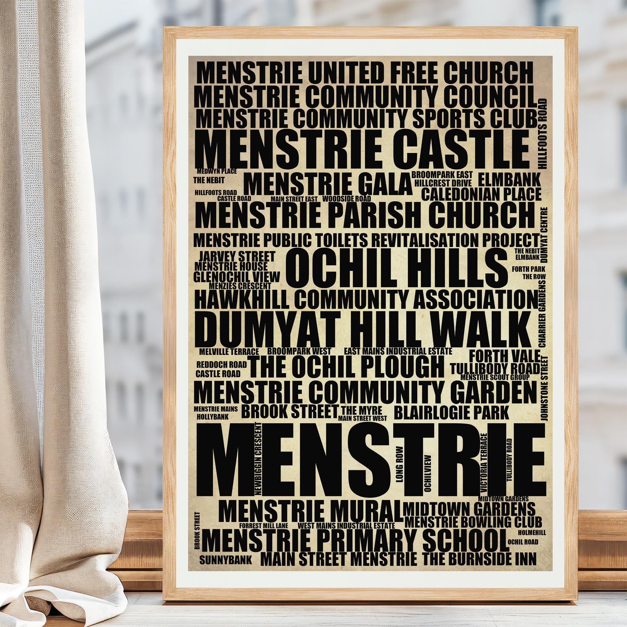 Menstrie - Premium Typographic Word Cloud Prints, Posters & Gifts