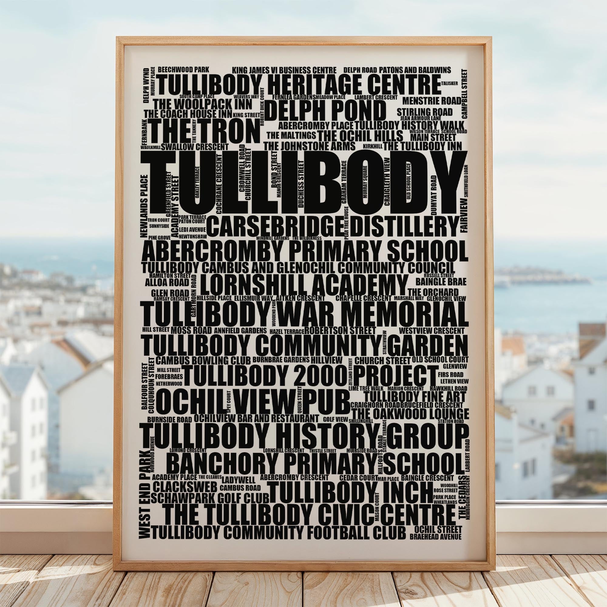 Tullibody - Premium Typographic Word Cloud Prints, Posters & Gifts