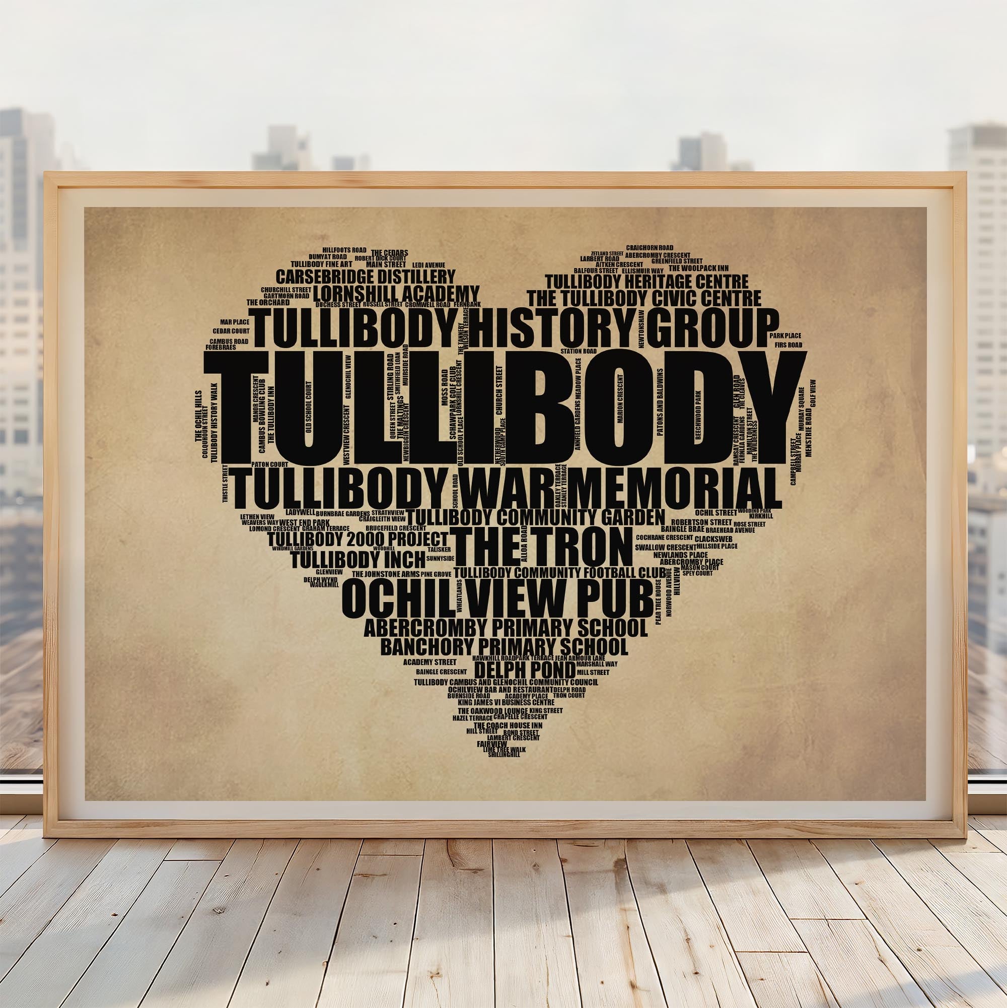 Tullibody - Premium Typographic Word Cloud Prints, Posters & Gifts