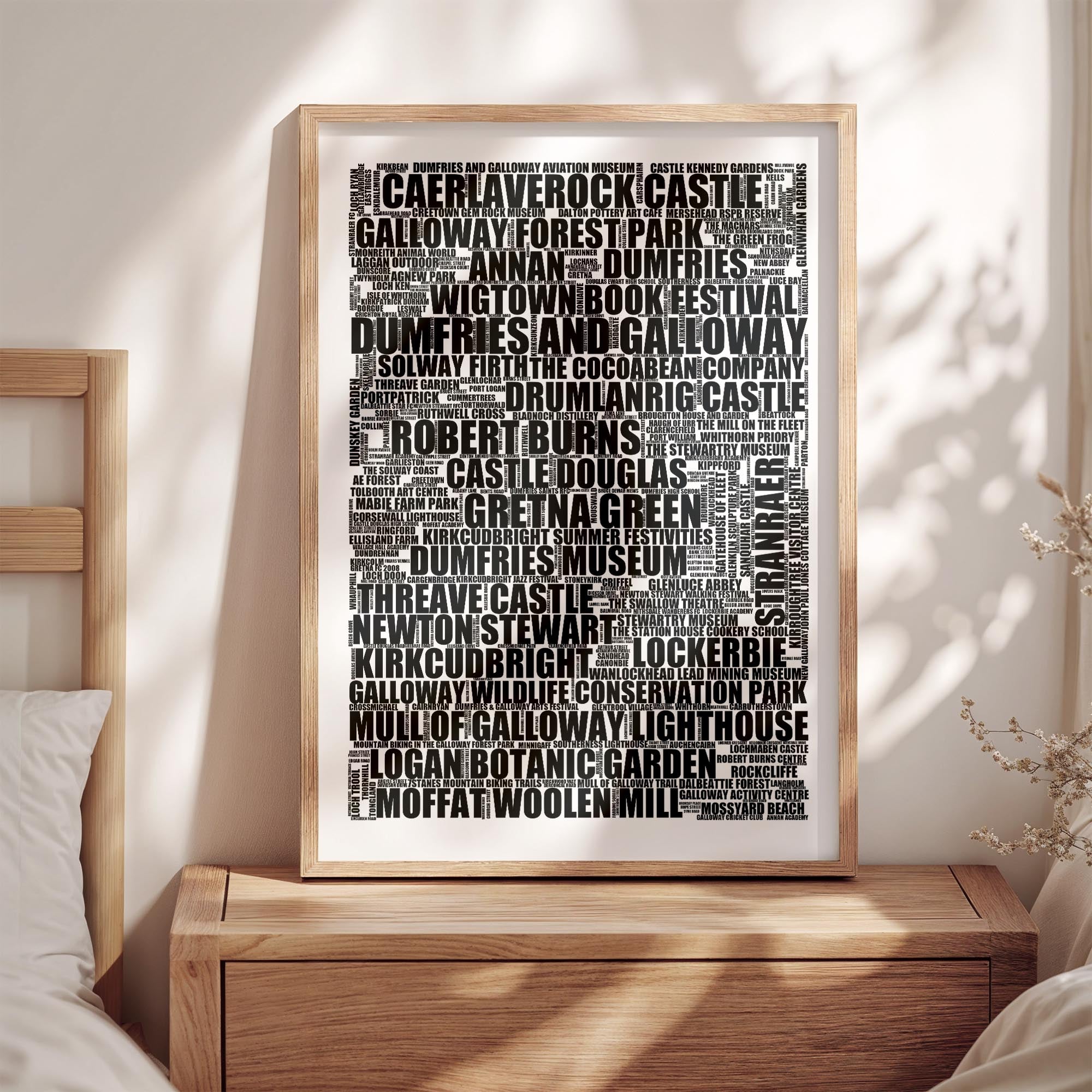 Dumfries and Galloway - Premium Typographic Word Cloud Prints, Posters & Gifts