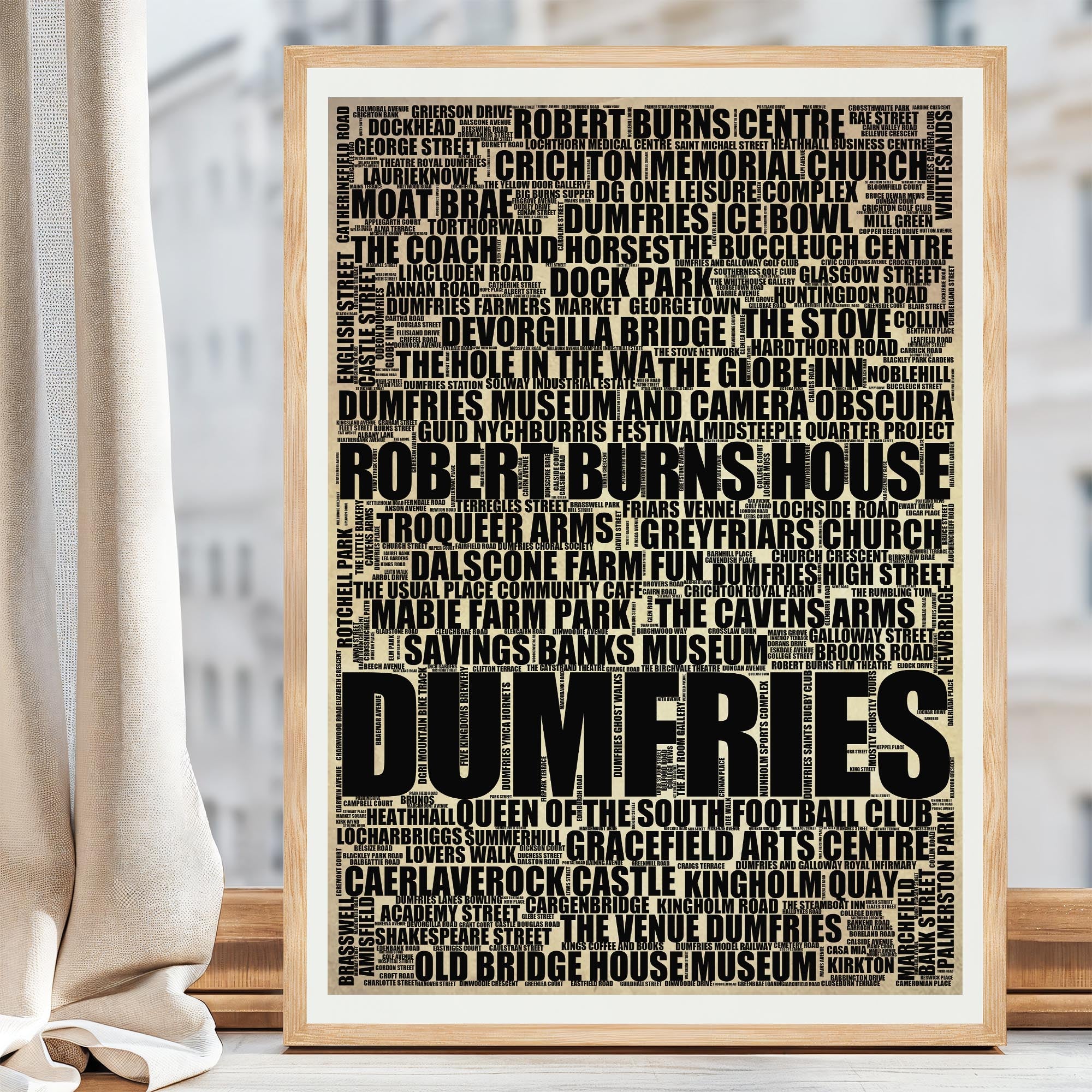 Dumfries - Premium Typographic Word Cloud Prints, Posters & Gifts