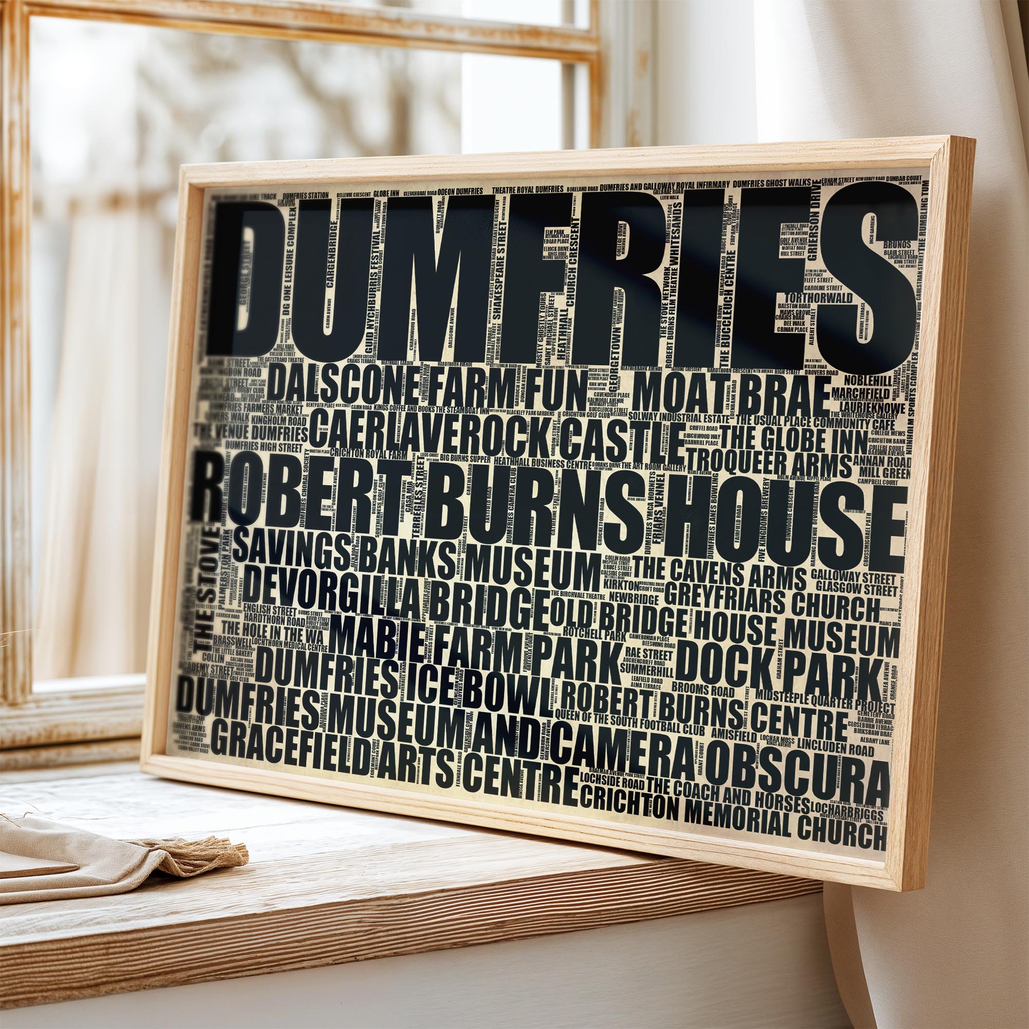 Dumfries - Premium Typographic Word Cloud Prints, Posters & Gifts