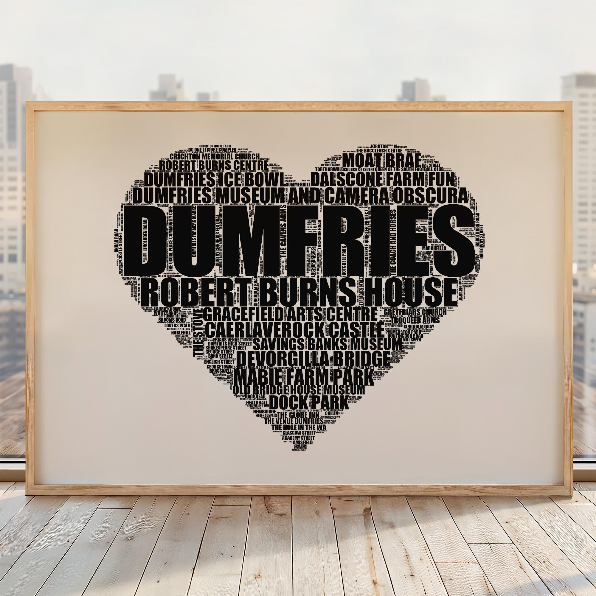 Dumfries - Premium Typographic Word Cloud Prints, Posters & Gifts