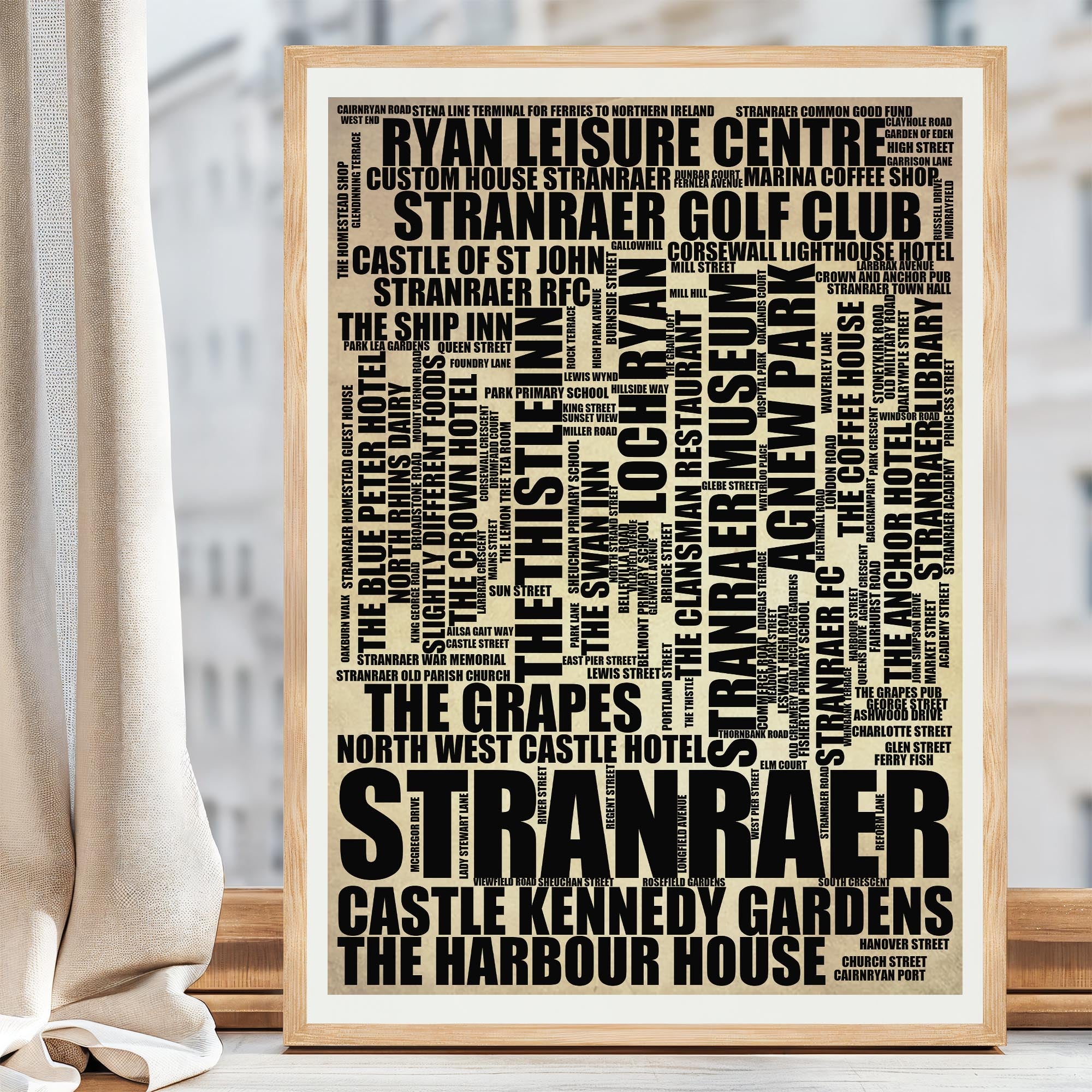 Stranraer - Premium Typographic Word Cloud Prints, Posters & Gifts